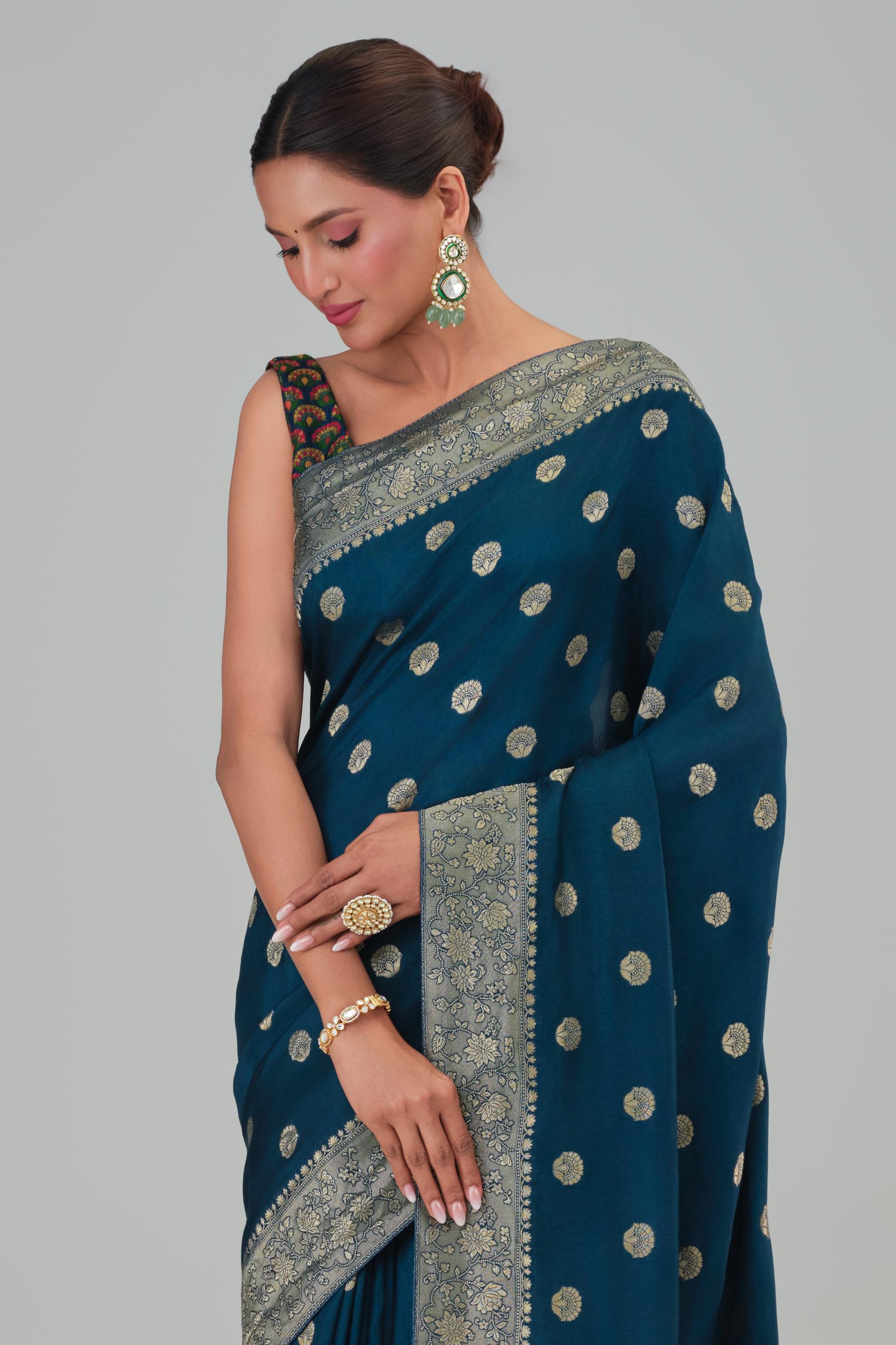 Blue Woven Work Dola Silk Saree