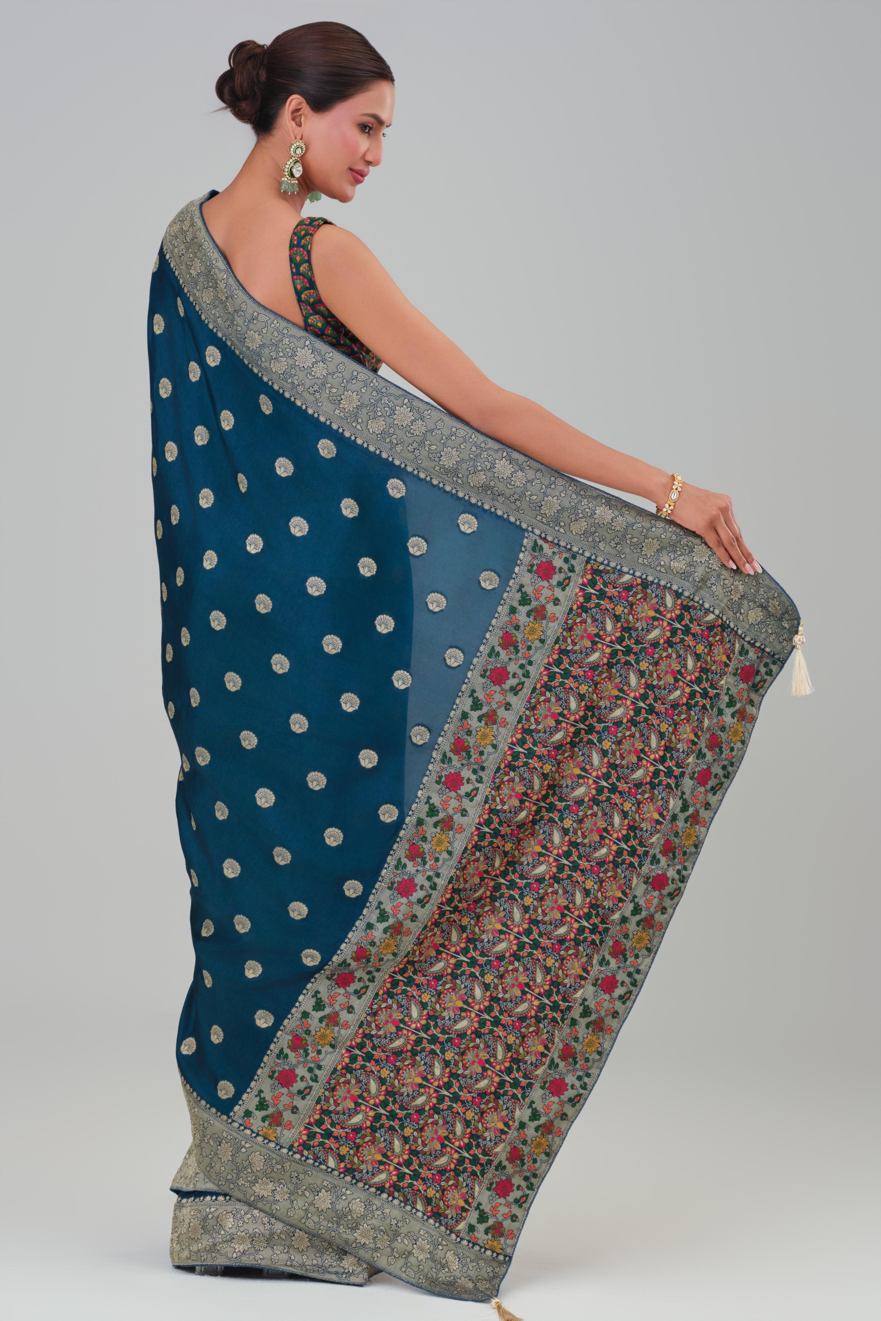 Blue Woven Work Dola Silk Saree