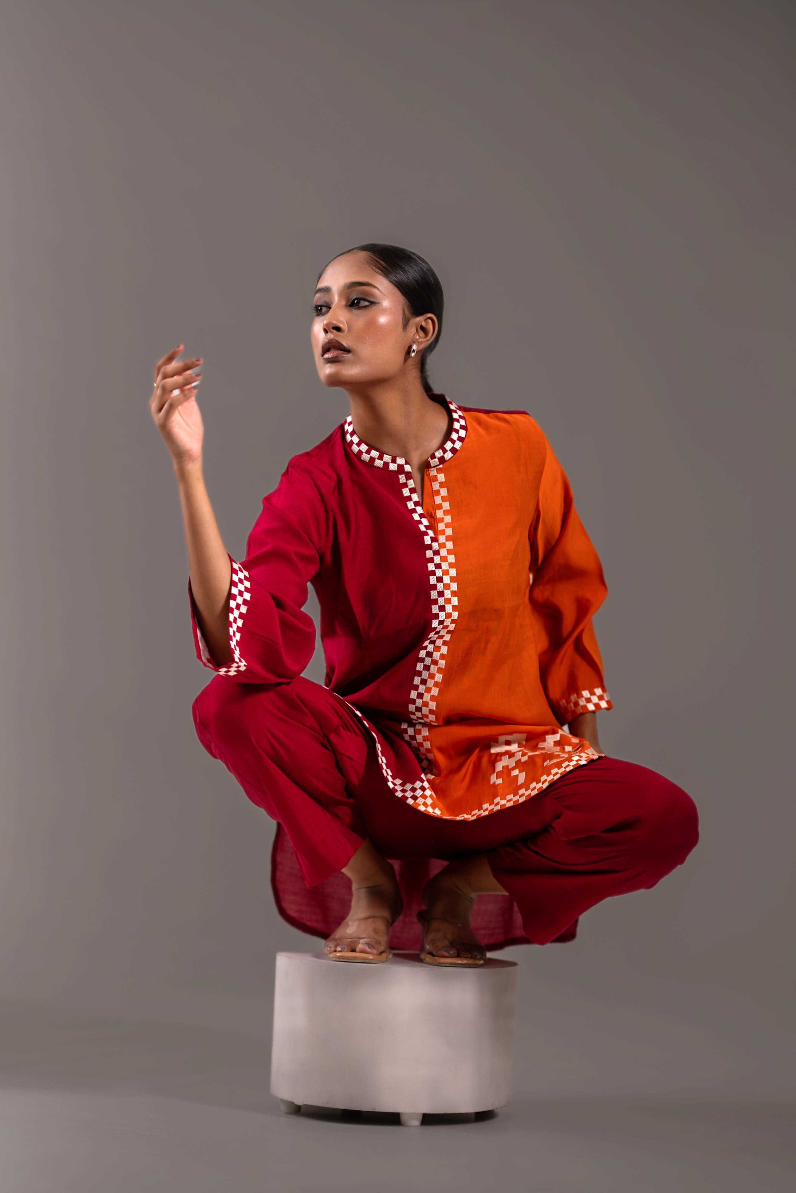 Contrast Crimson & Tangerine Co-Ord Set