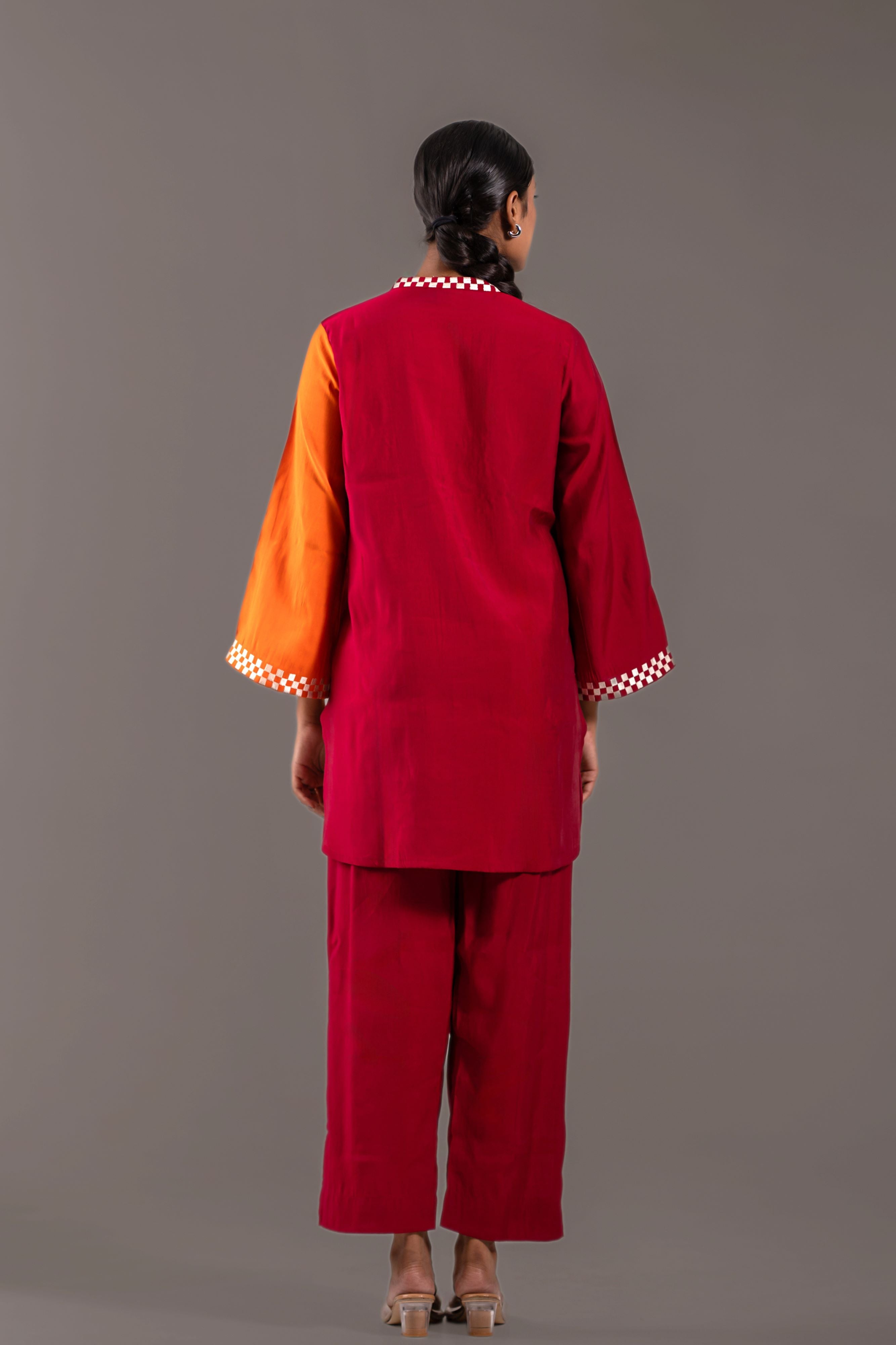 Contrast Crimson & Tangerine Co-Ord Set
