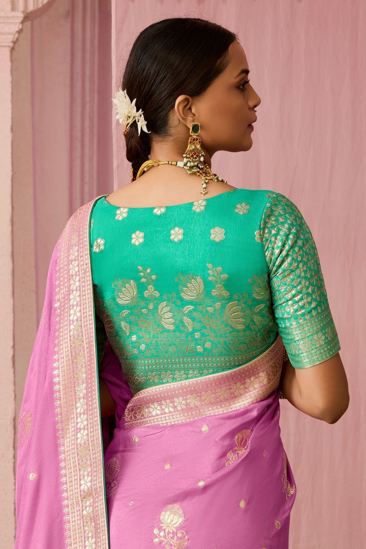 Soft Lilac Woven Dola Silk Saree
