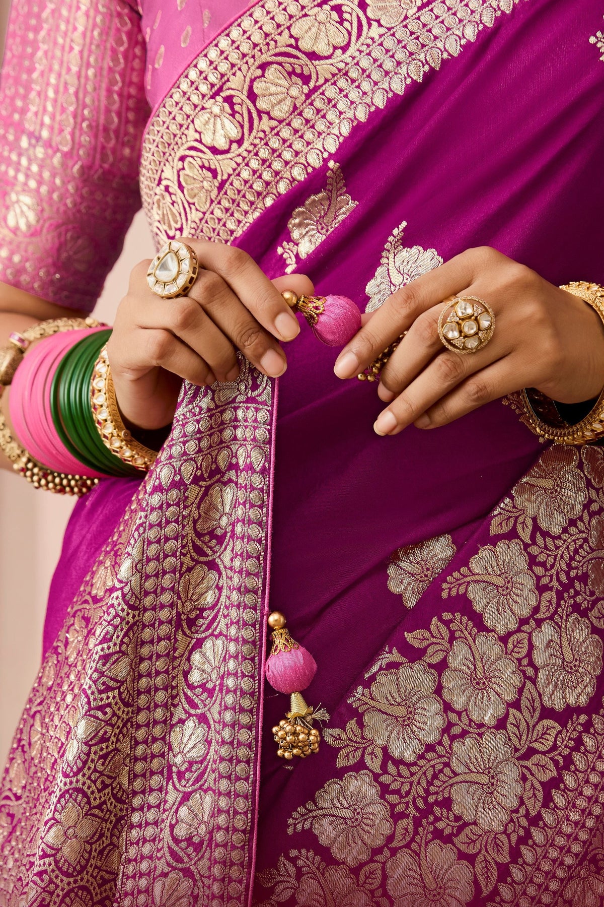 Magenta Purple Woven Dola Silk Saree