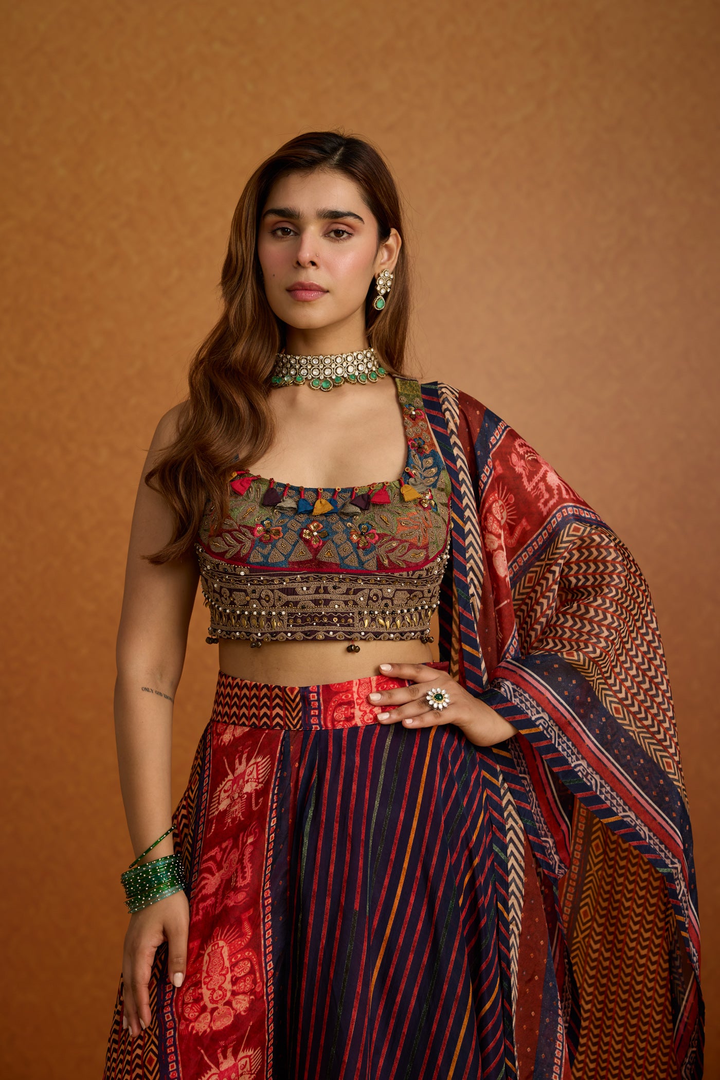Boho Chic Printed Georgette Skirt Set