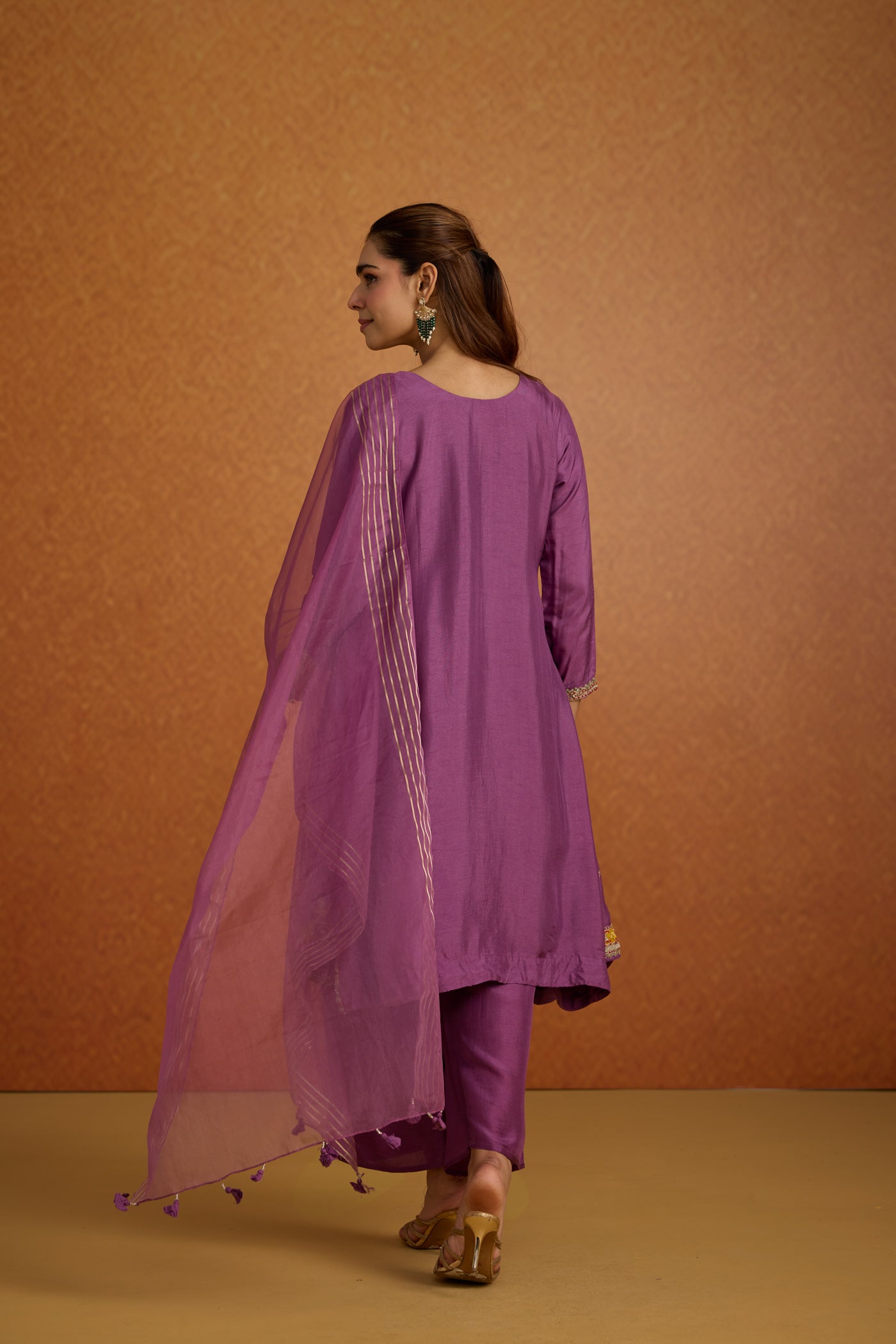 Purple Majesty Embellished Raw Silk Pant Set