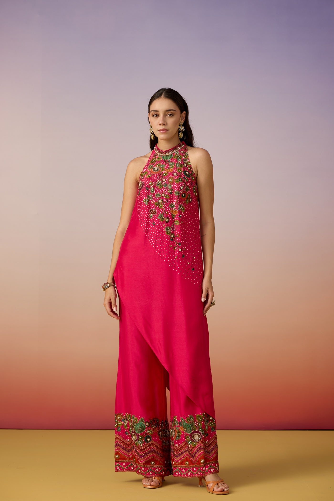 Rose Pink Embellished Premium Silk Kurta Set