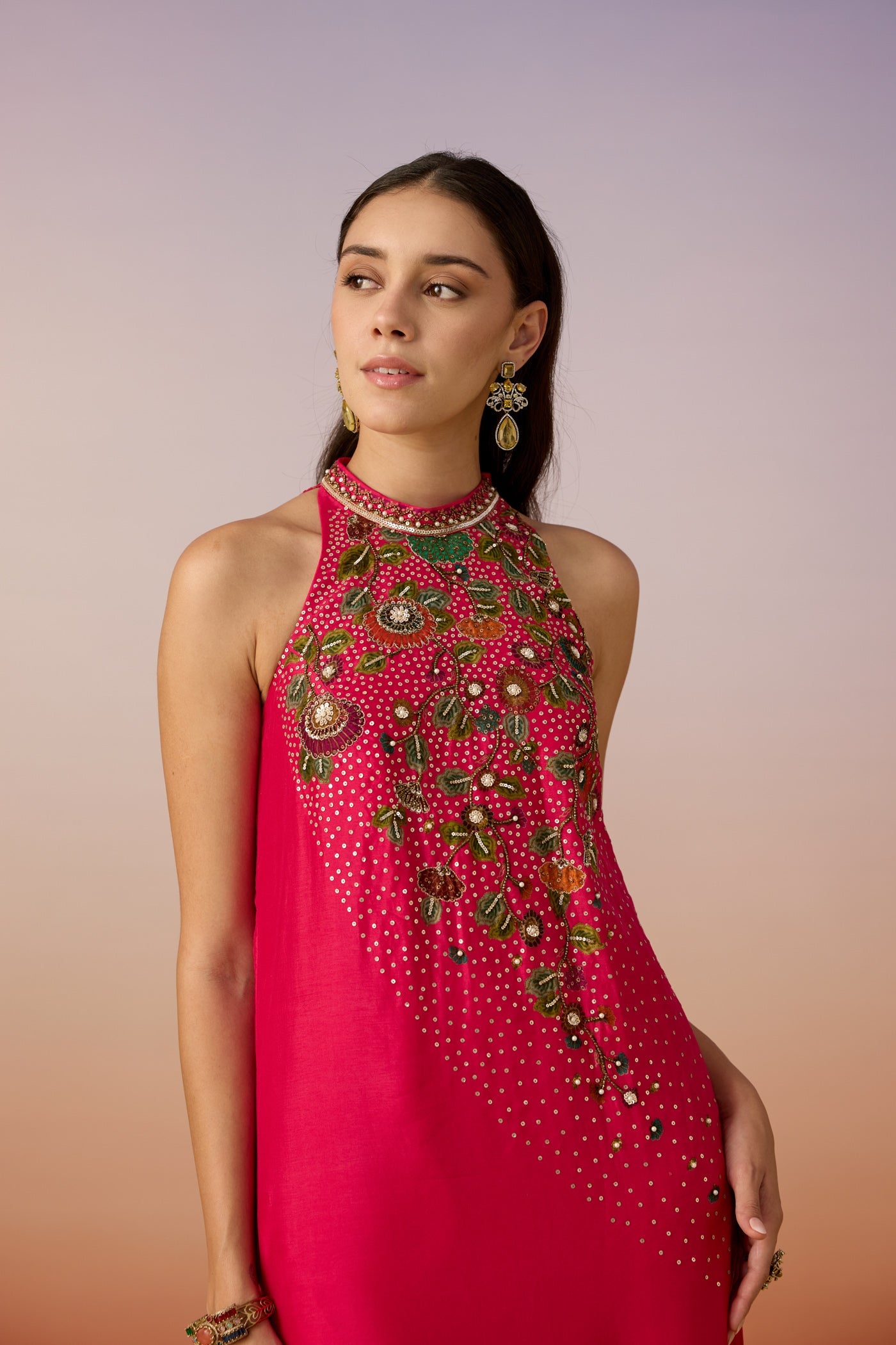 Rose Pink Embellished Premium Silk Kurta Set