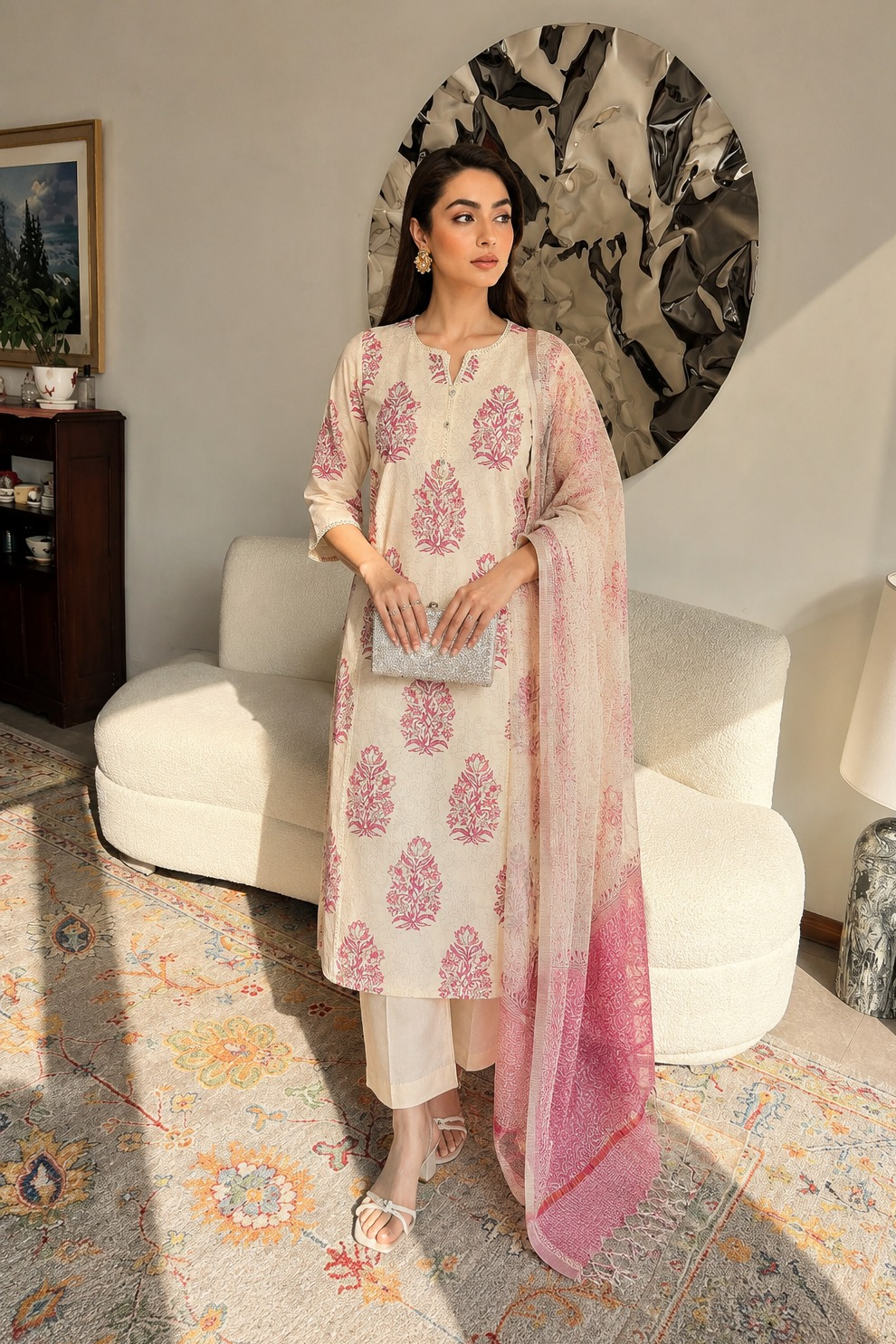 Heritage Pink Printed Cotton Pant Set