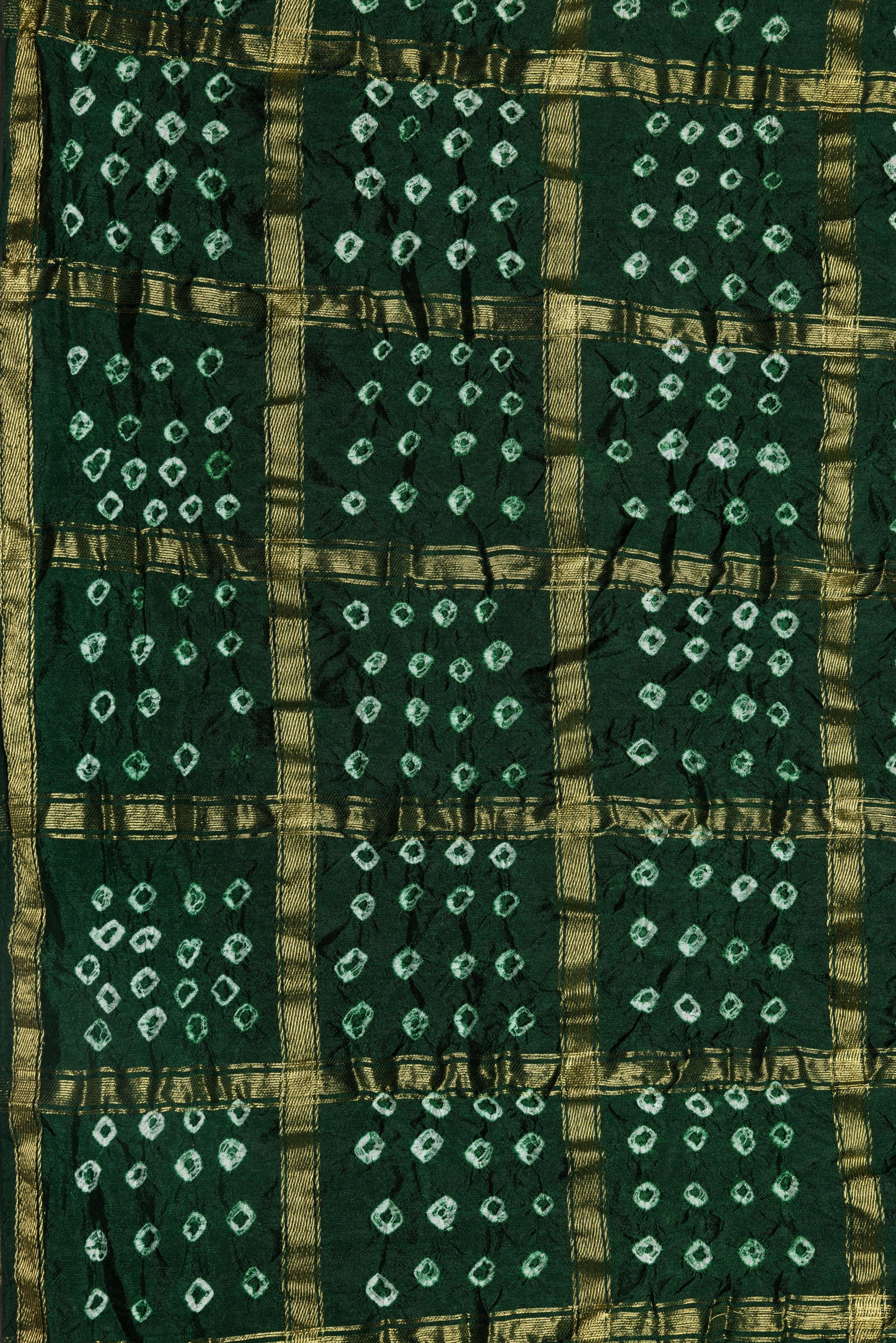Green Bandhani Dola Silk Saree