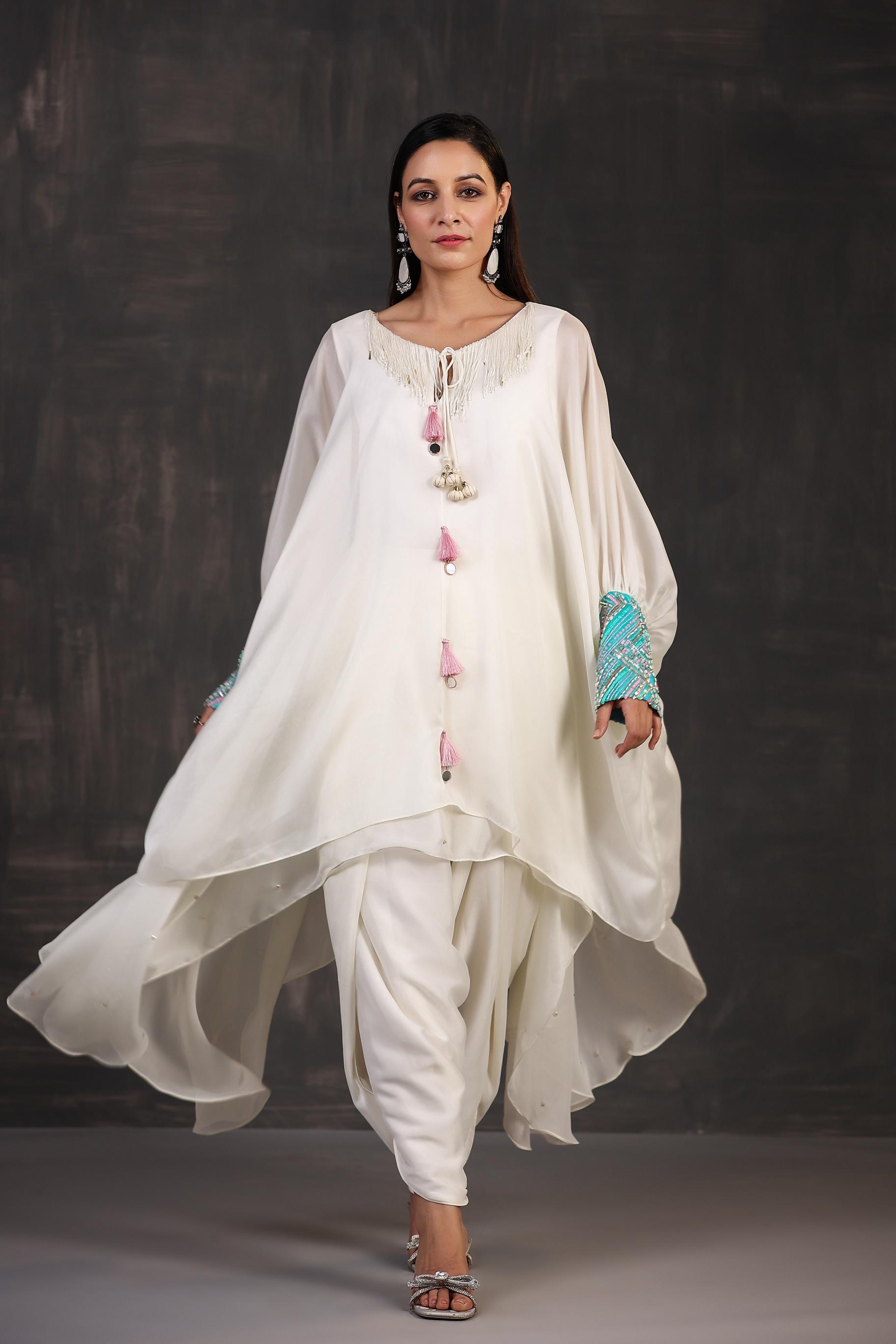 Ivory Embellished Premium Silk Dhoti Set