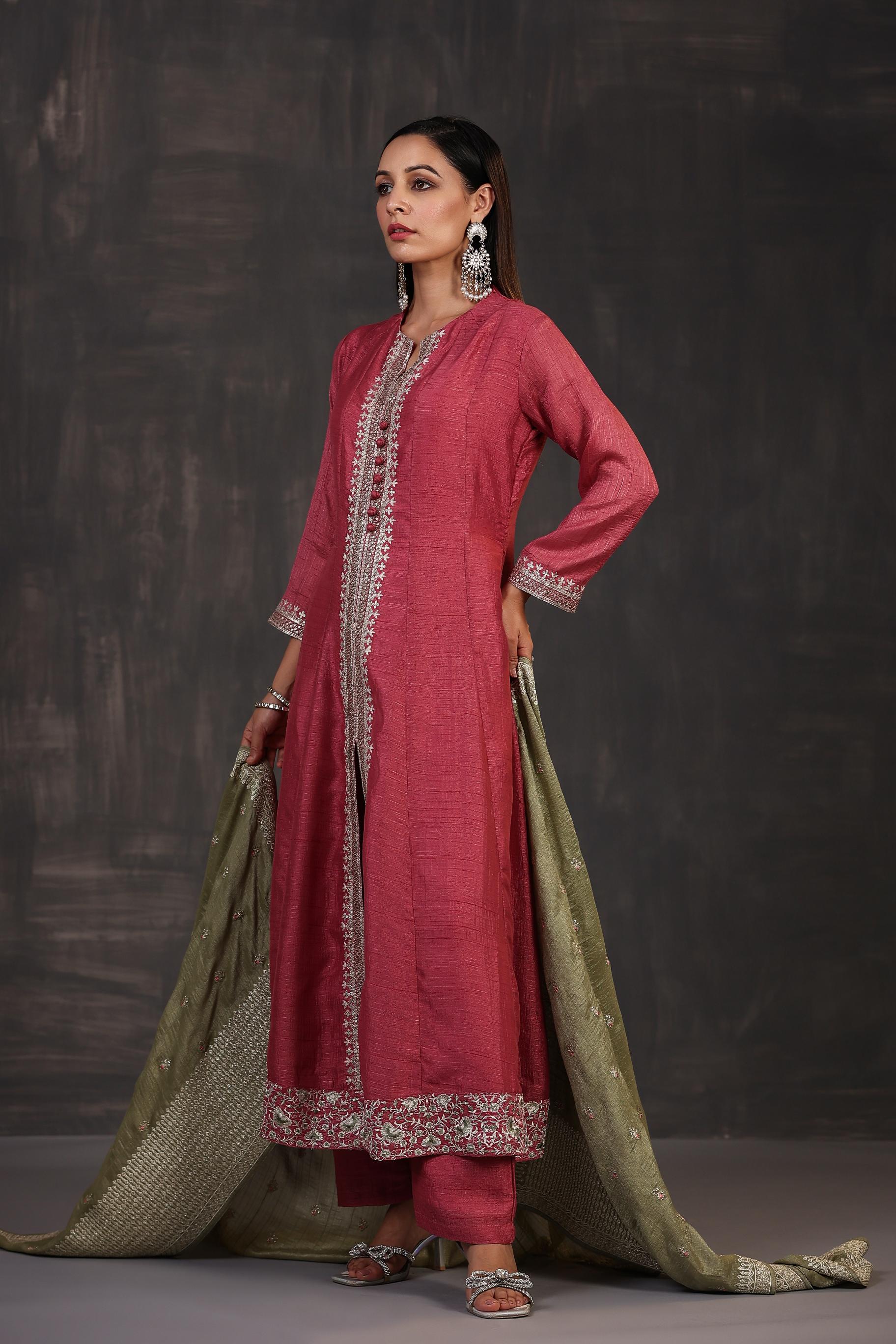 Blush Pink Embellished Premium Silk Anarkali Set