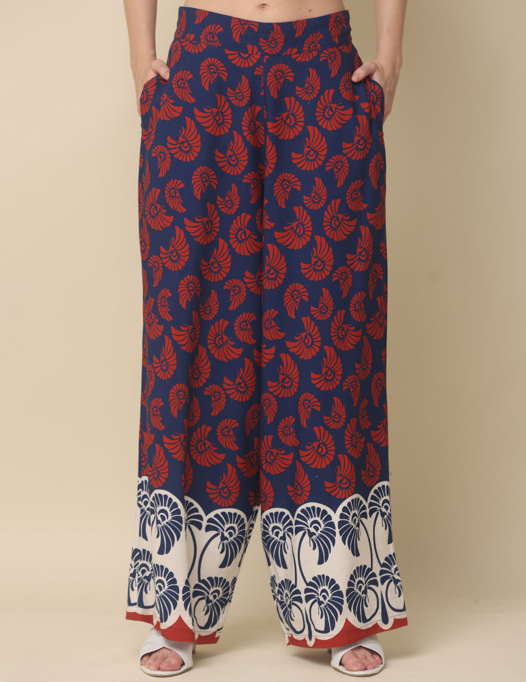 Navy & Crimson Printed Cotton Co-Ord Set