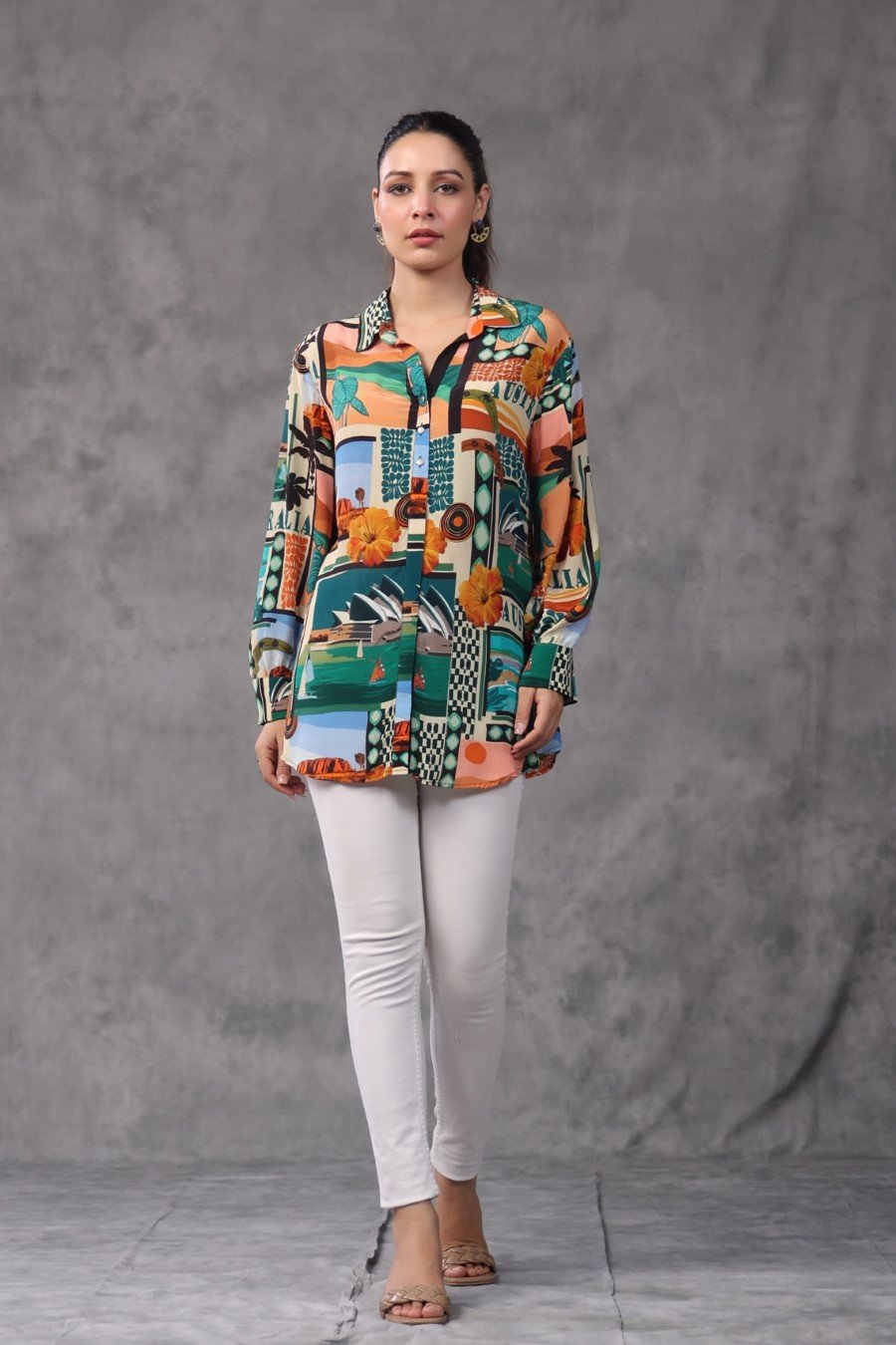 Moorish Crepe Modern Printed Top