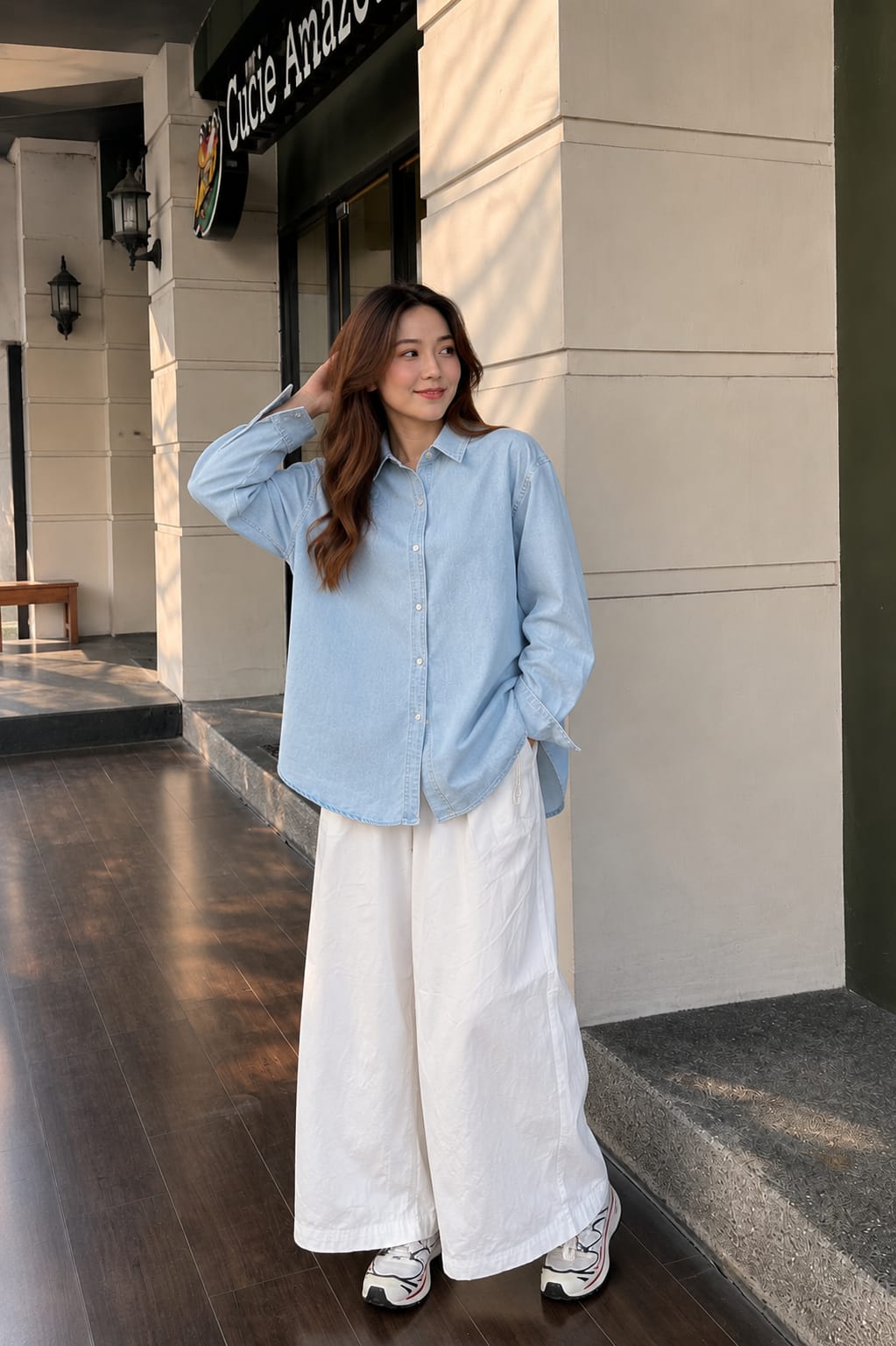 Ice Blue Denim Button-Down Shirt