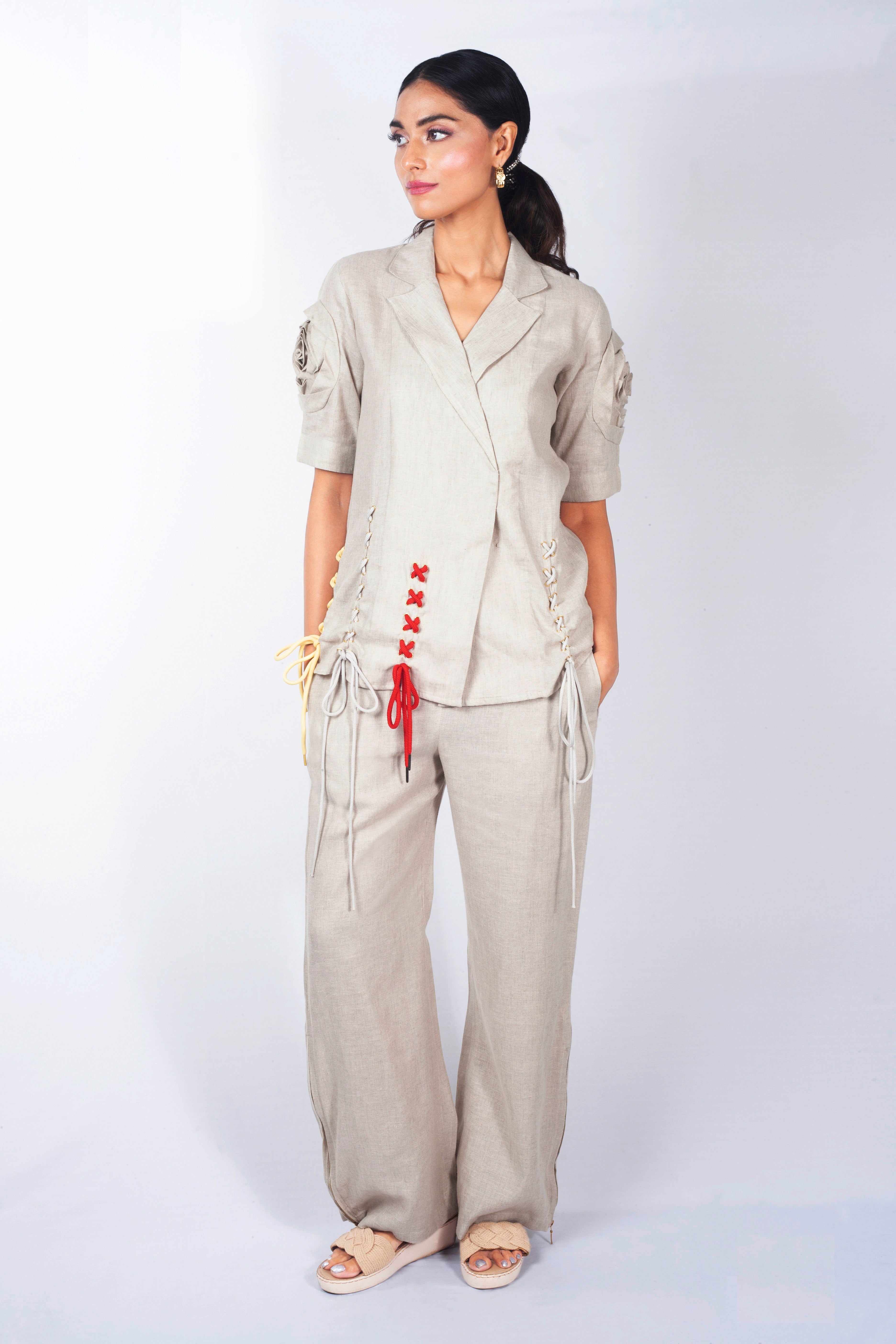 Slate Grey Raw Silk Co-Ord Set
