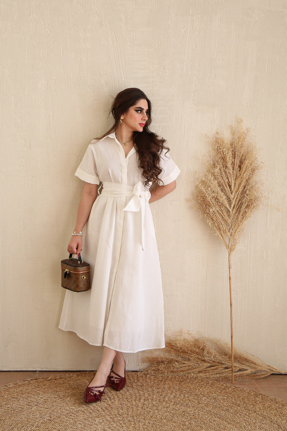Formal White Pure Linen Dress