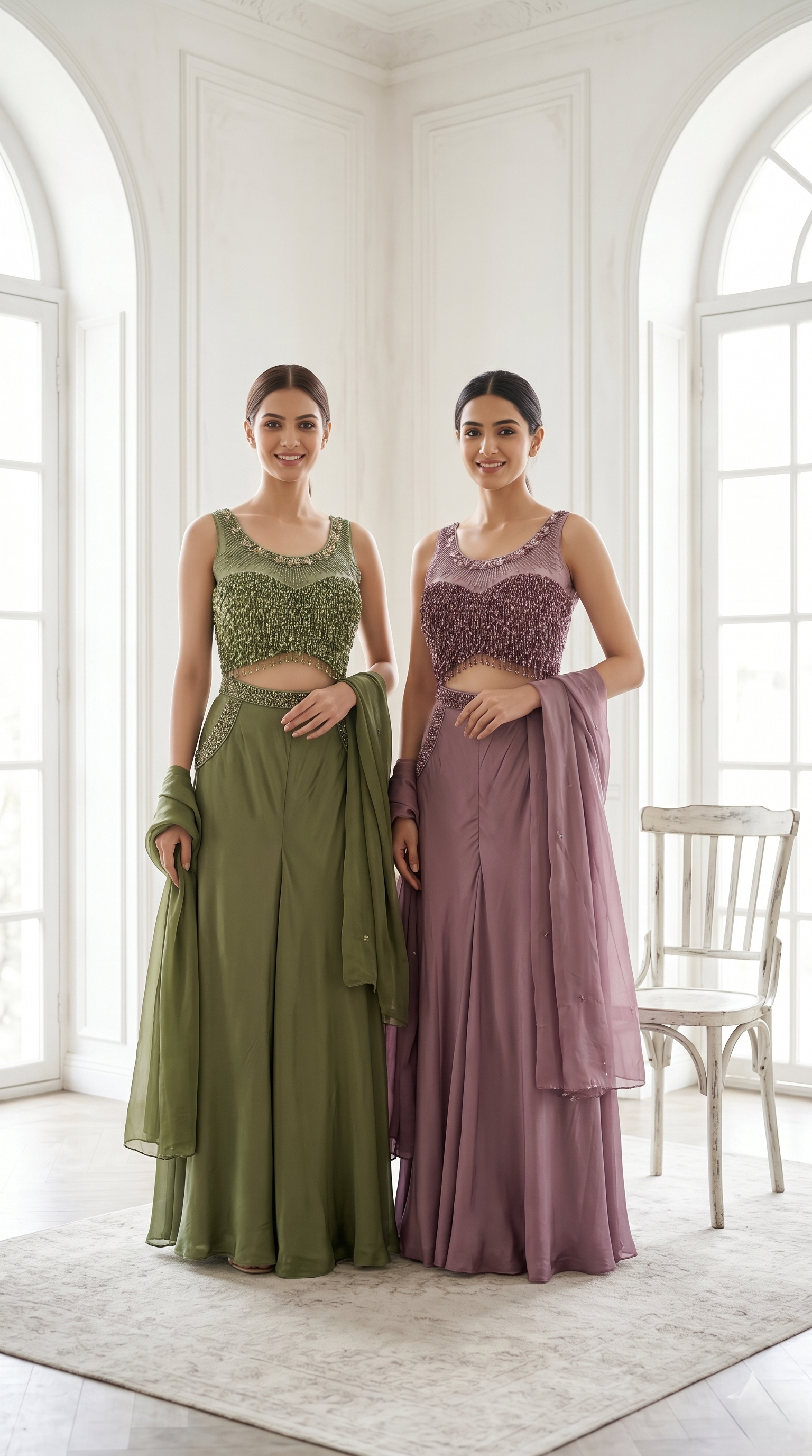 Dusty Lilac Embellished Premium Georgette Palazzo Set