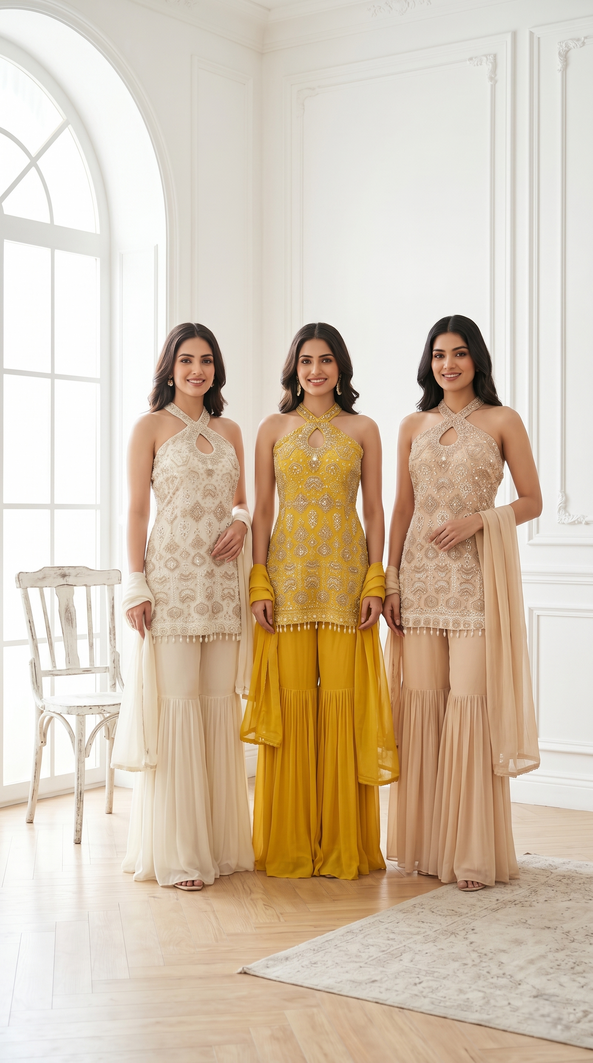 Mustard Embellished Premium Georgette Sharara Set