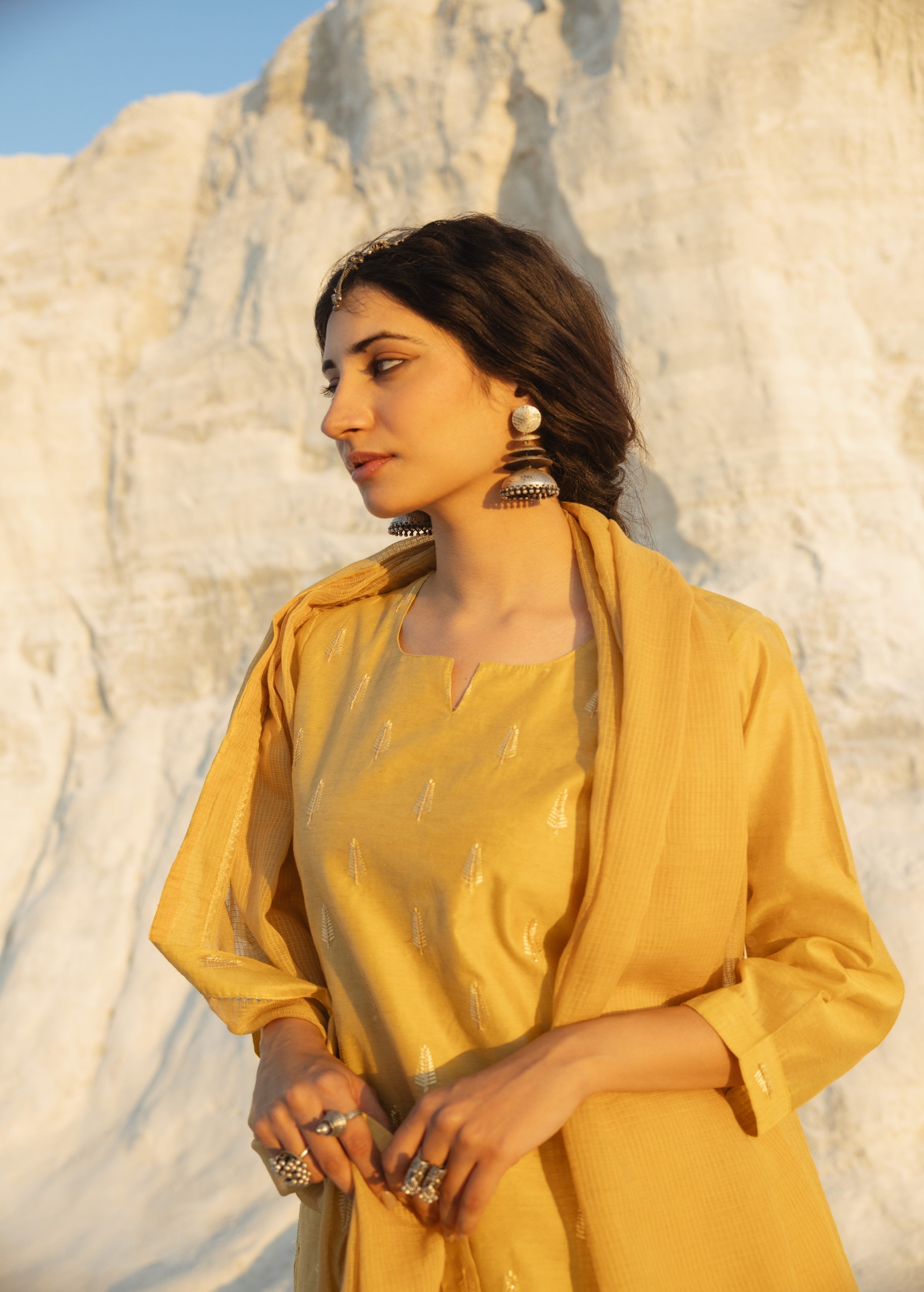 Marigold Embroidered Chanderi Silk Sharara Set