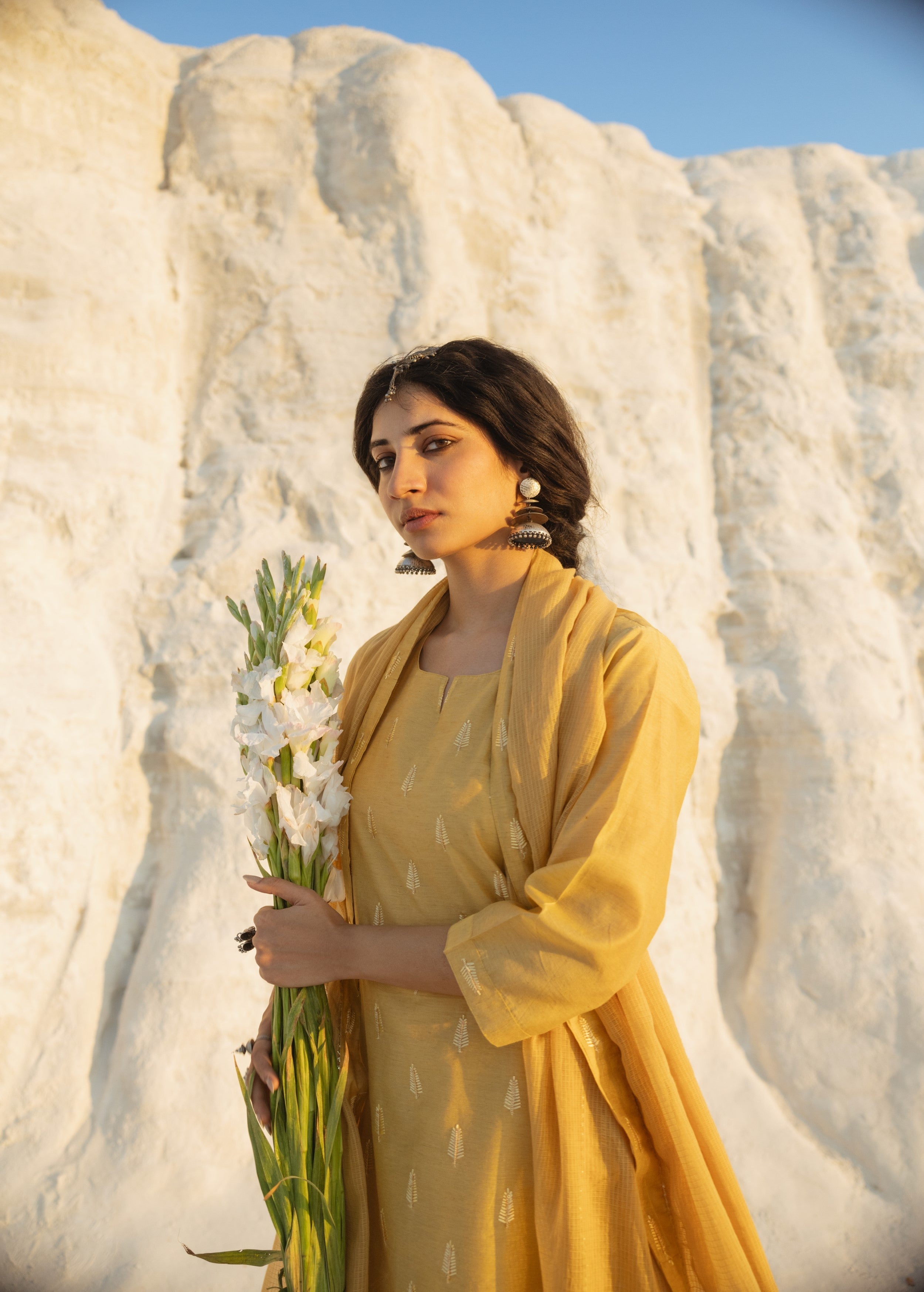 Marigold Embroidered Chanderi Silk Sharara Set