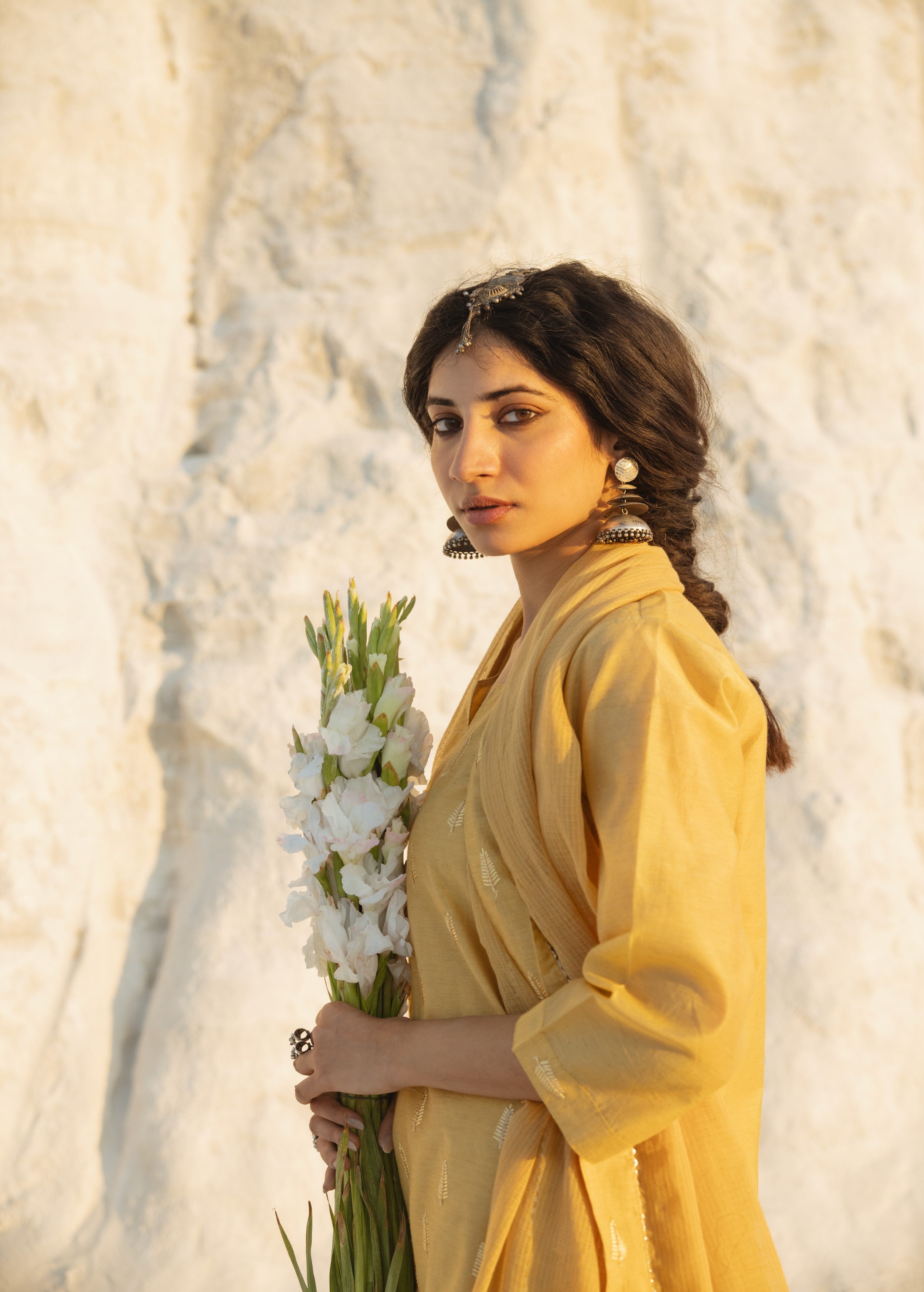 Marigold Embroidered Chanderi Silk Sharara Set