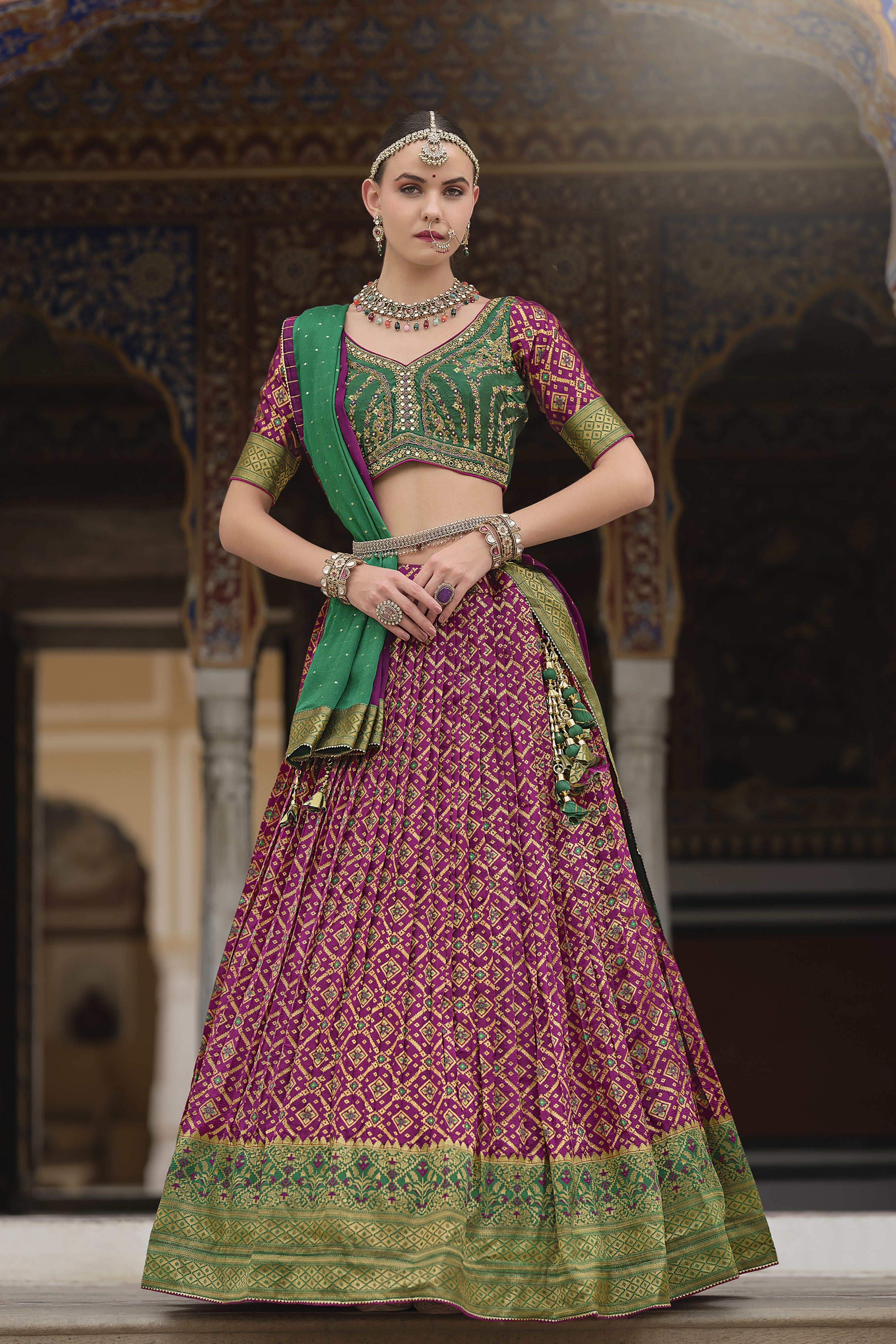 Purple Traditional Printed Premium Silk Lehenga Set