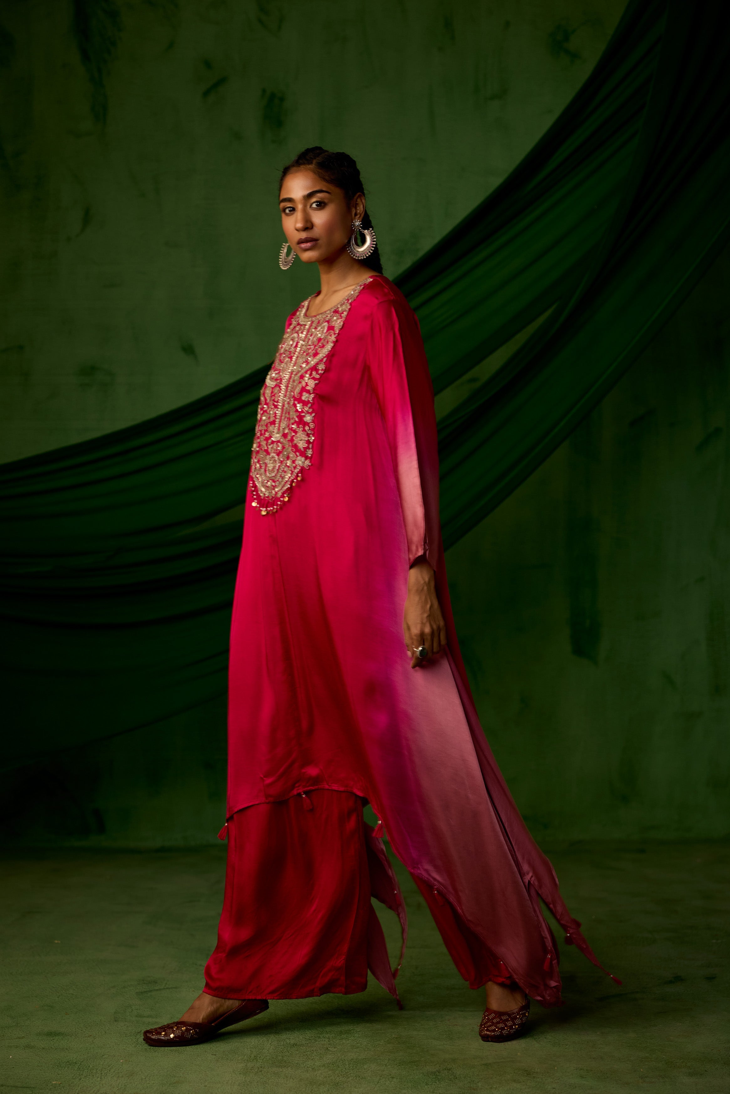 Blush Pink Embellished Satin Silk Kurta Set