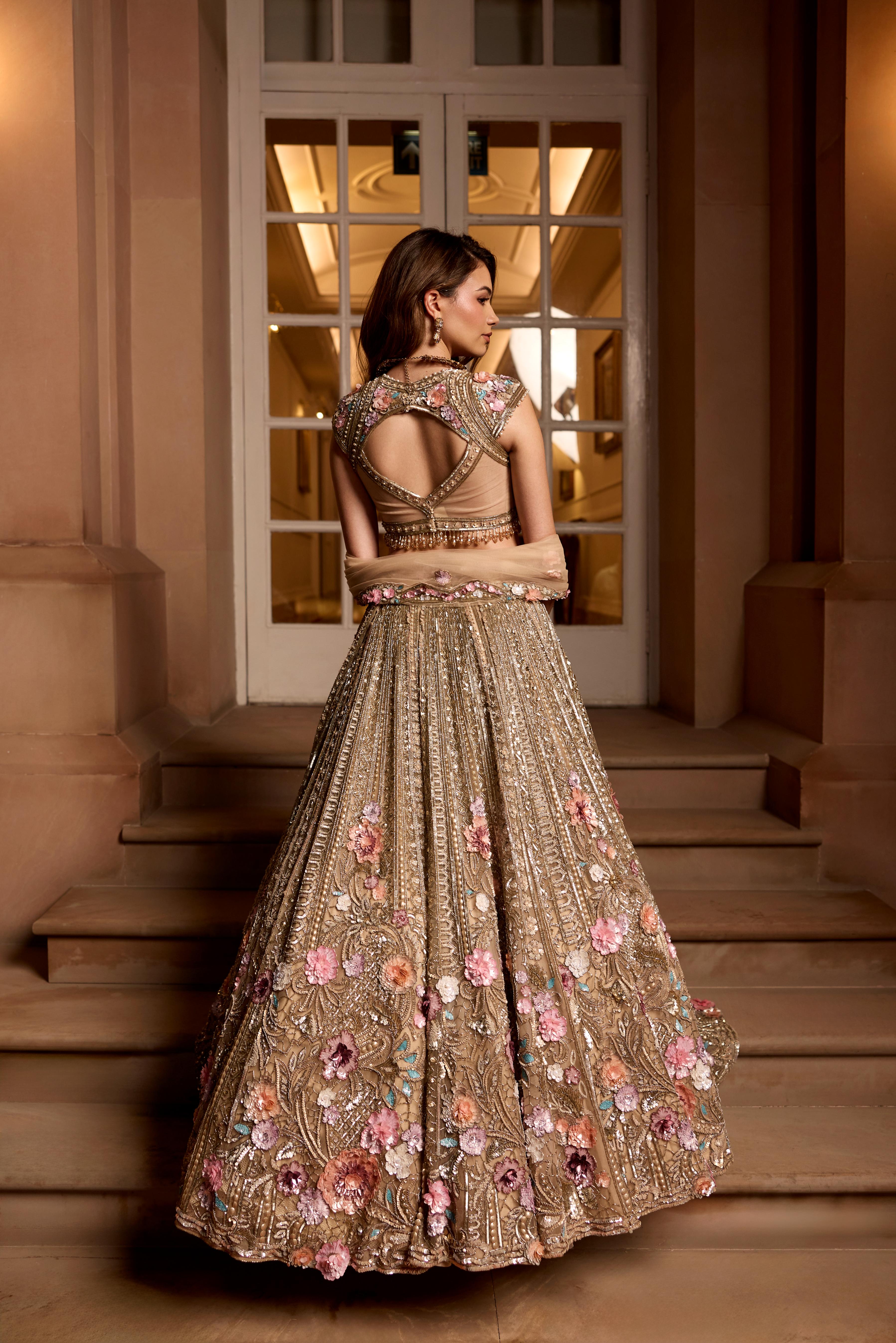 Antique Gold Embellished Premium Lehenga Set