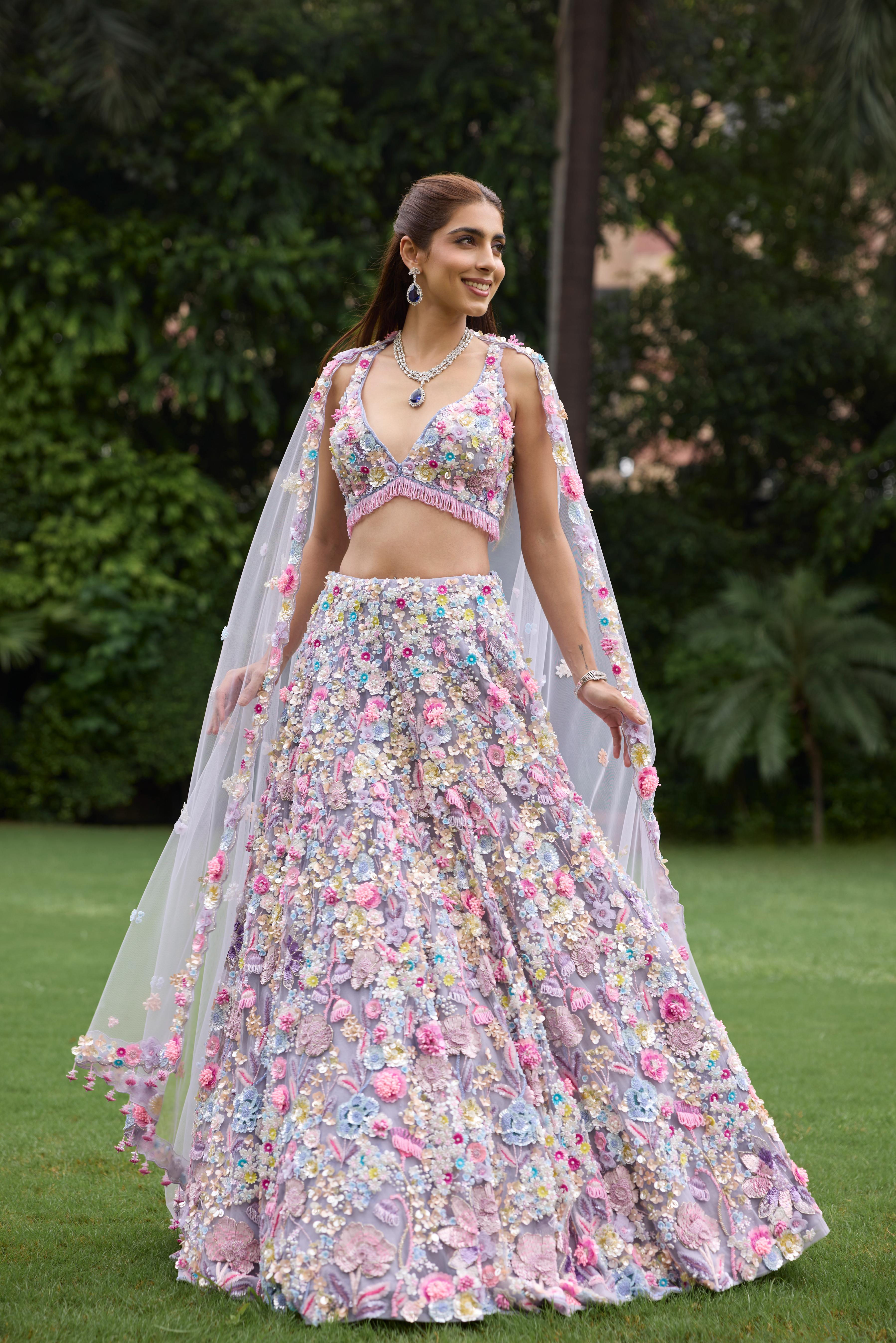 Dusty Lilac Embellished Premium Lehenga Set