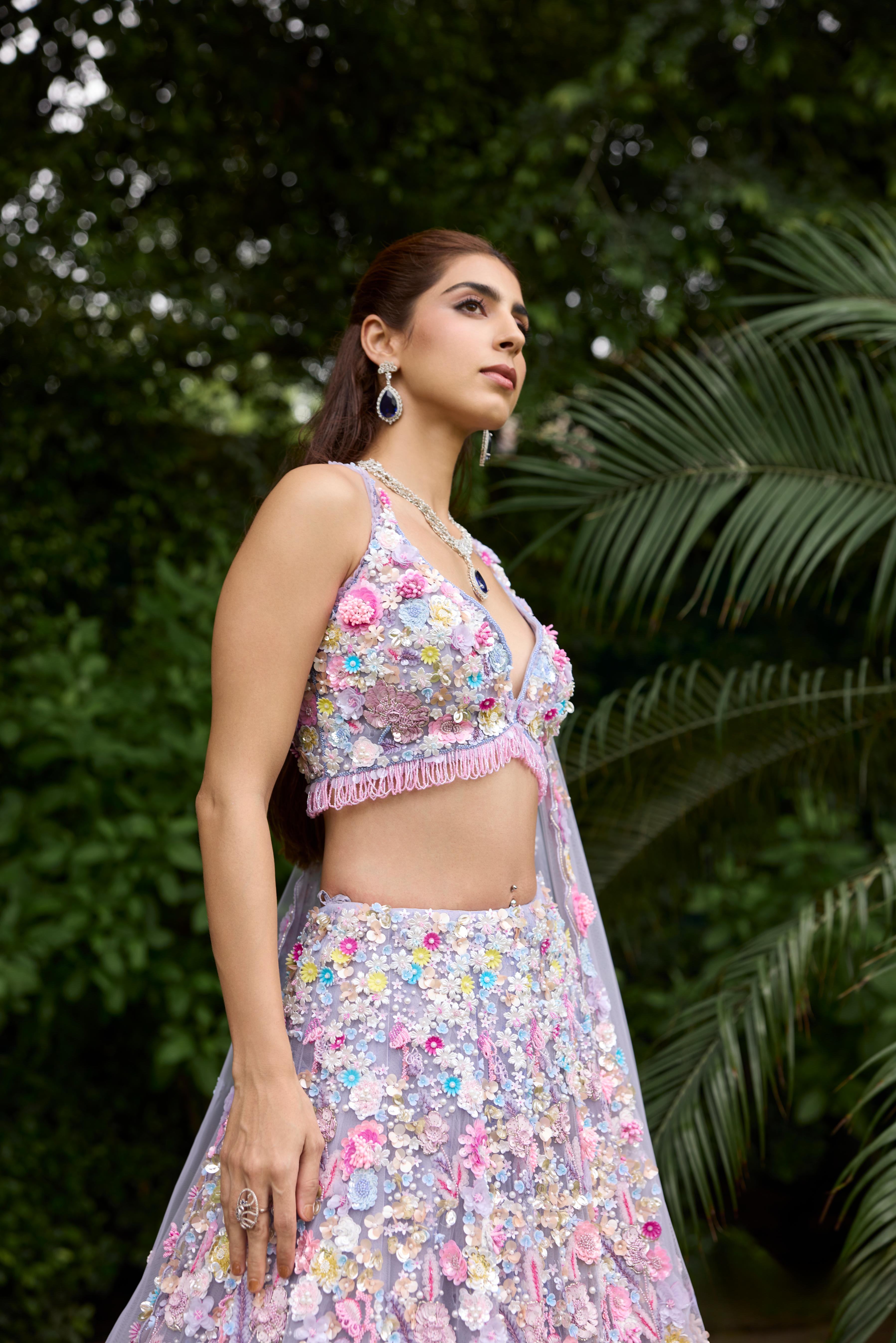 Dusty Lilac Embellished Premium Lehenga Set