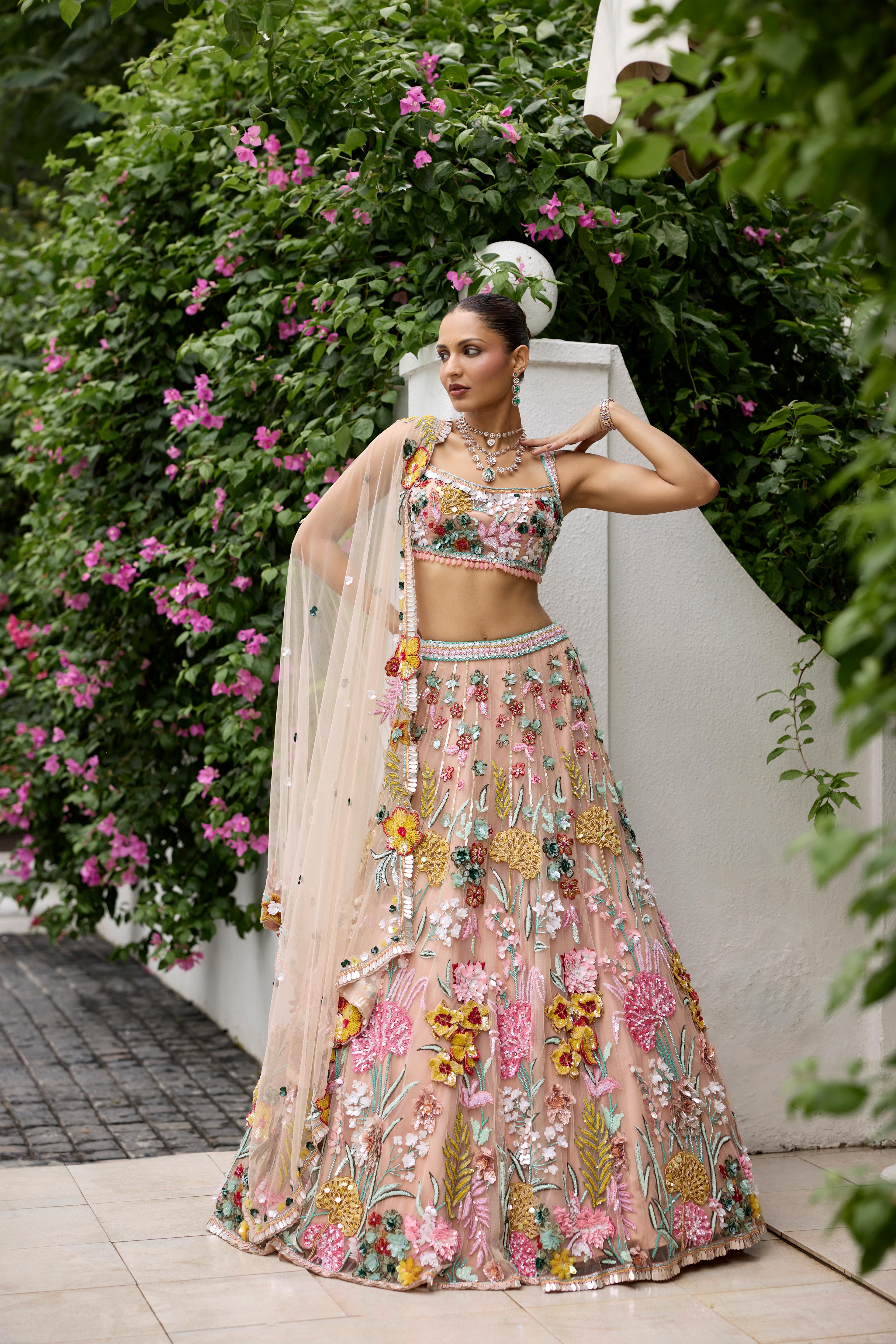 Soft Peach Embellished Premium Lehenga Set