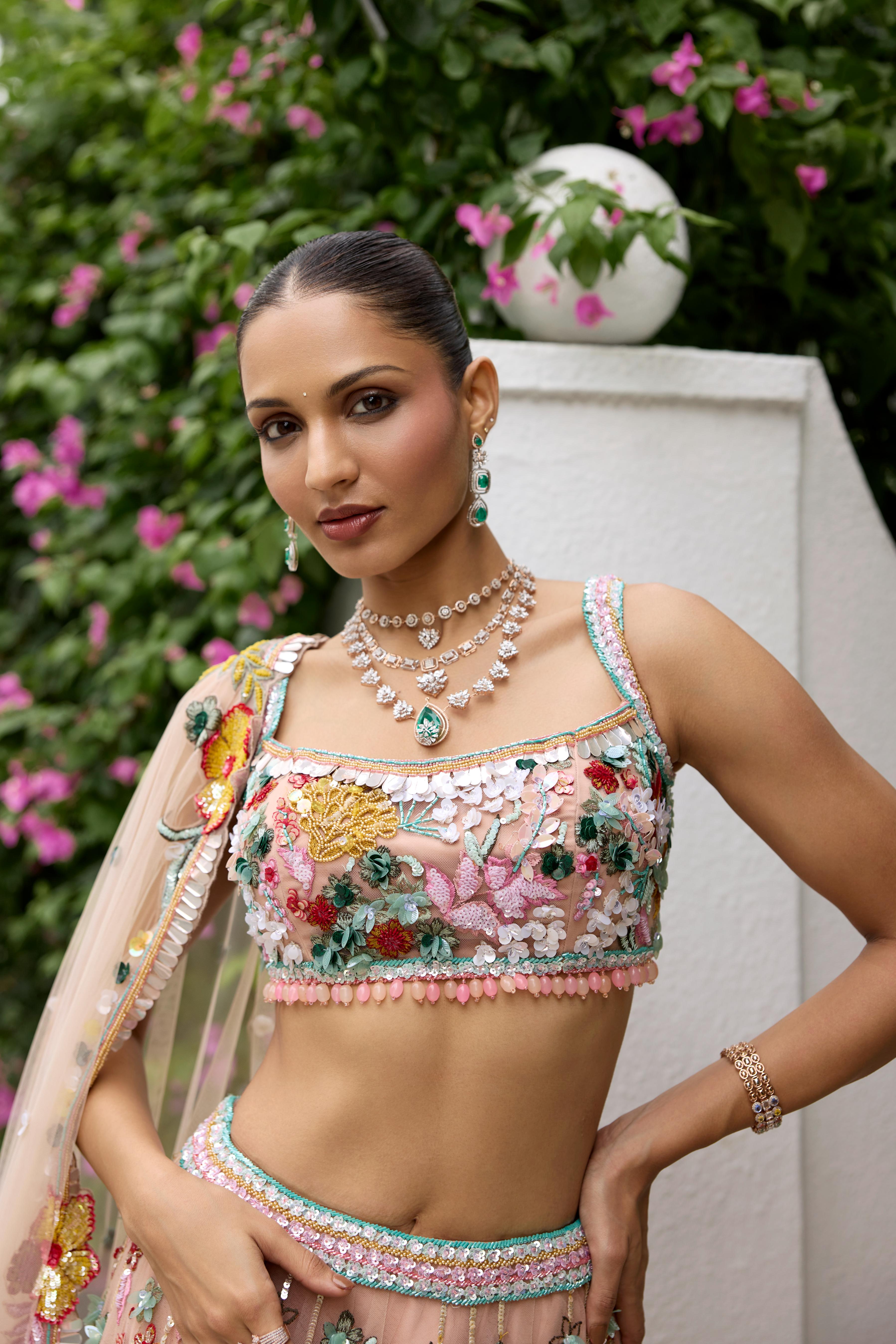 Soft Peach Embellished Premium Lehenga Set