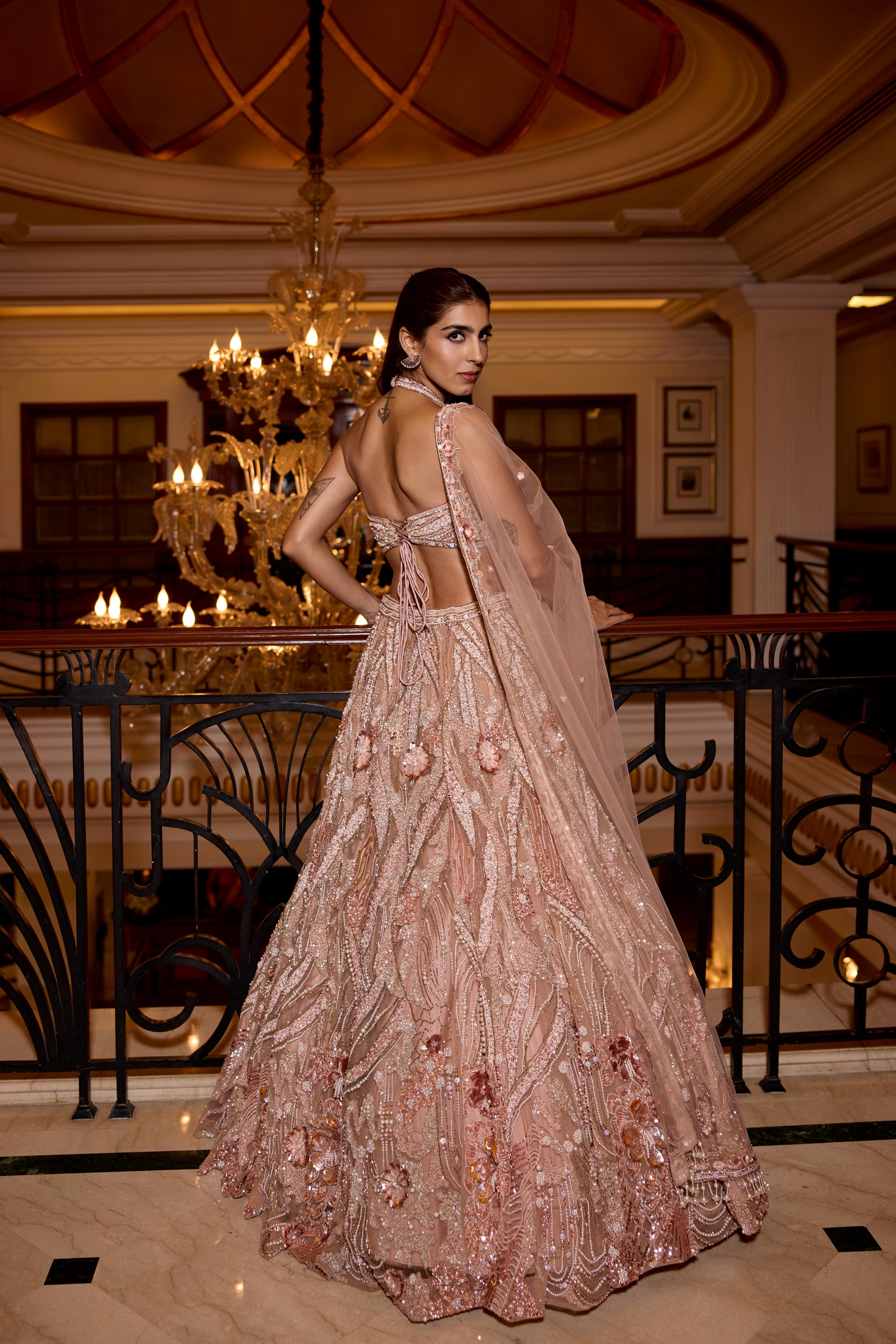 Dusty Rose Embellished Premium Lehenga Set