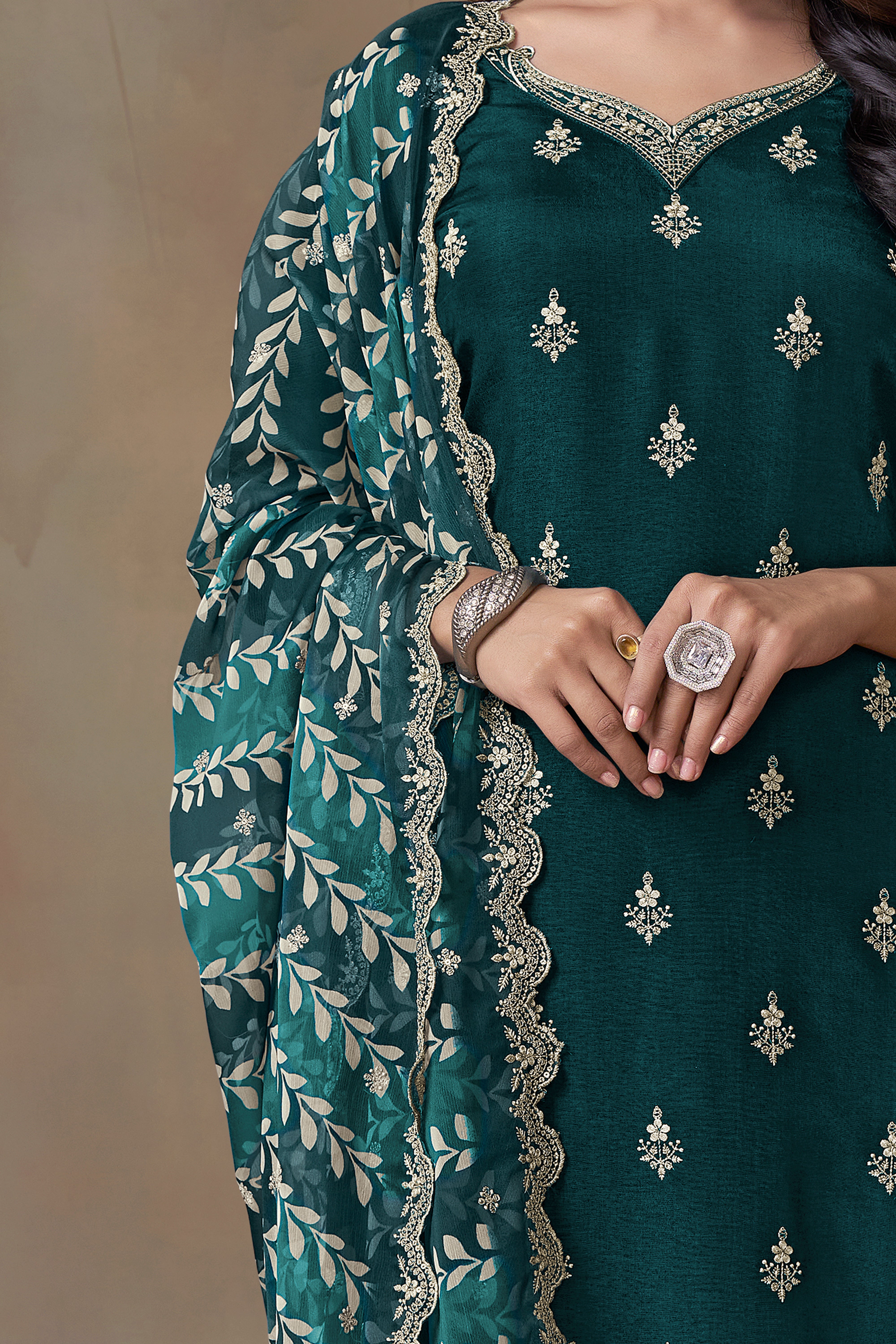 Teal Dola Silk Kurta & Pant Set