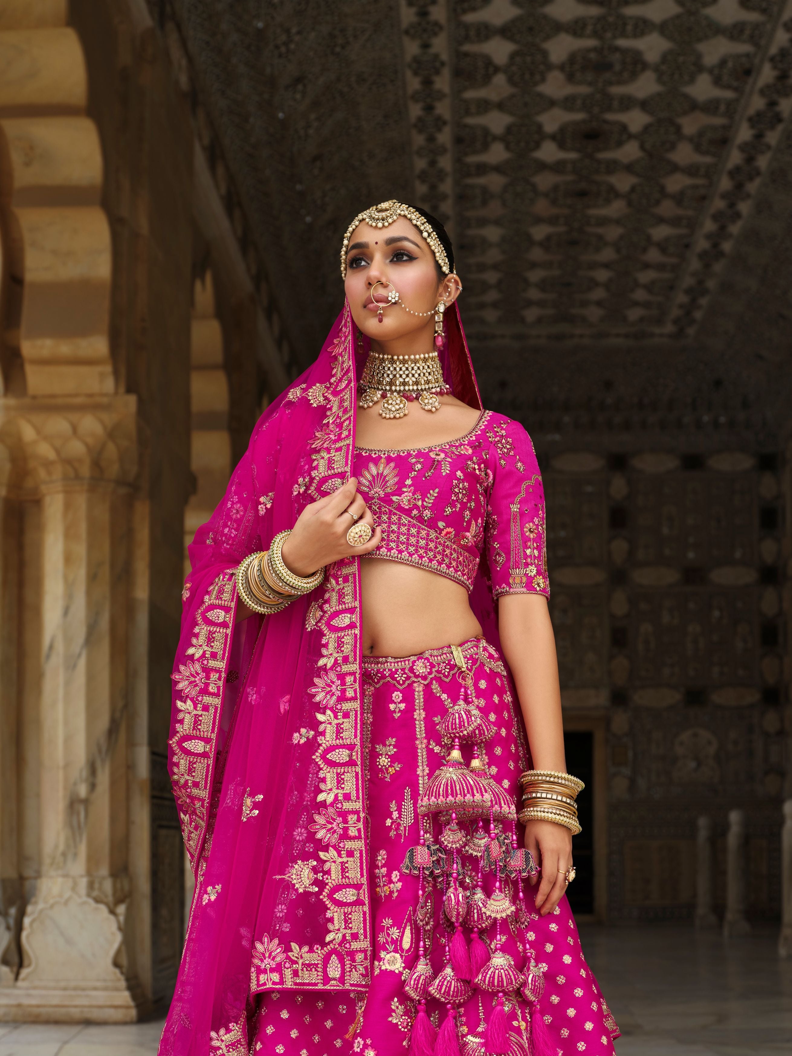 Rosy Radiance Embellished Premium Silk Lehenga Set