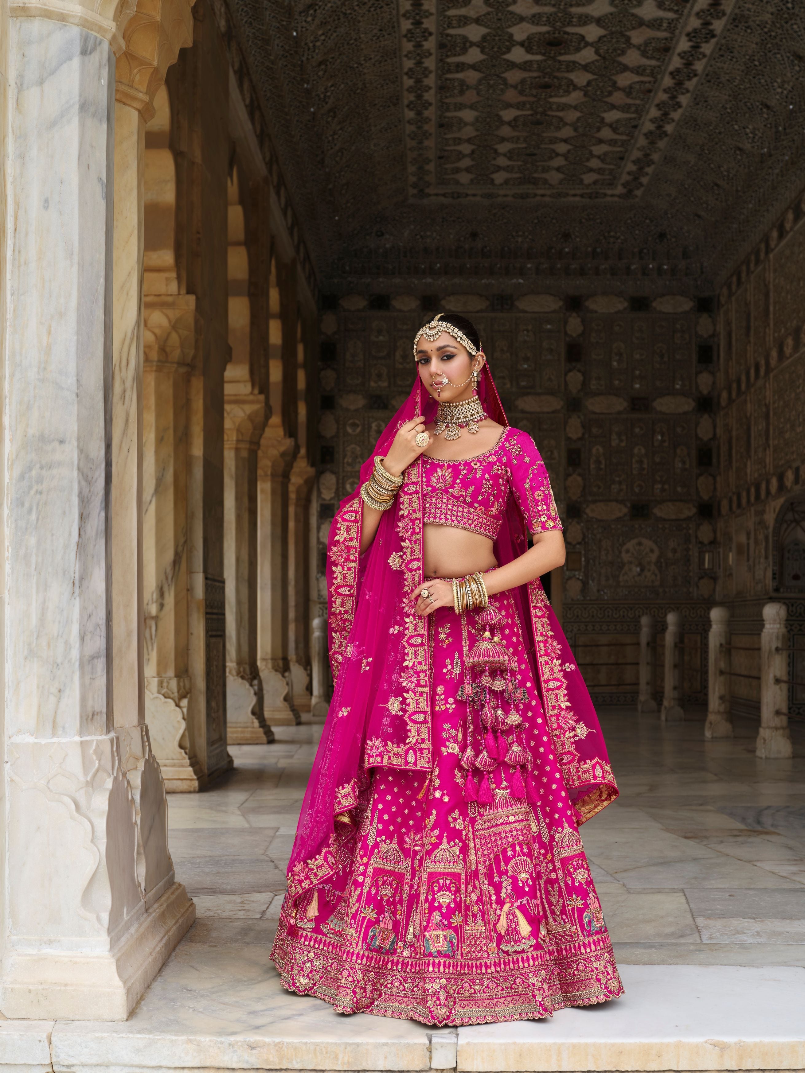 Rosy Radiance Embellished Premium Silk Lehenga Set