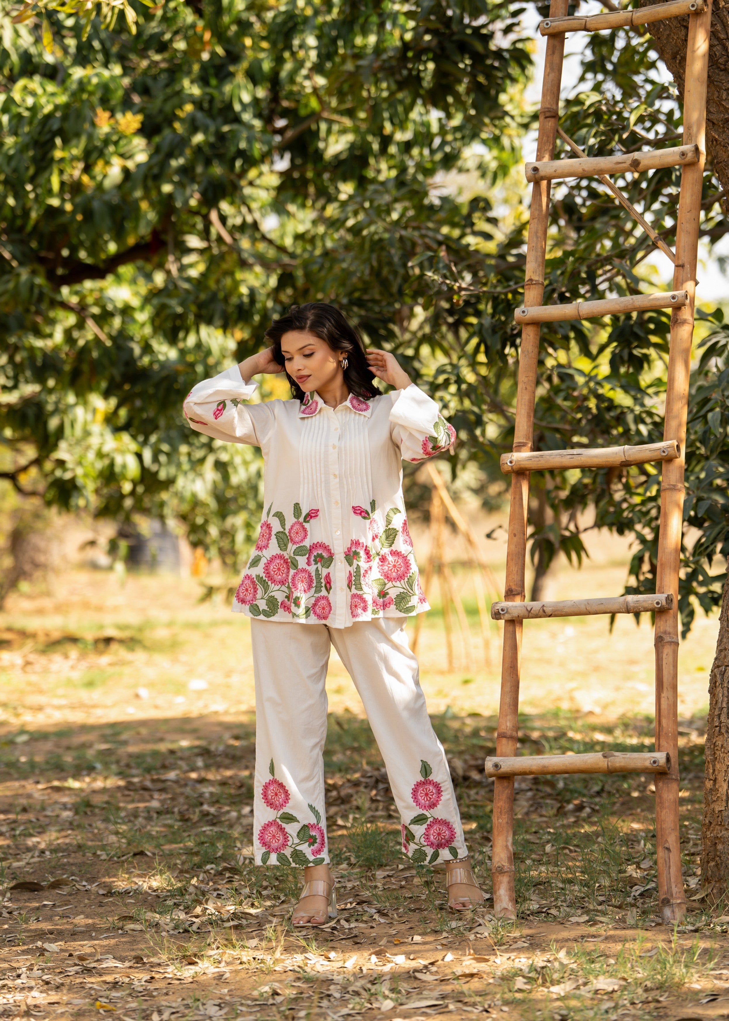 Crisp White Embroidered Cotton Co-Ord Set
