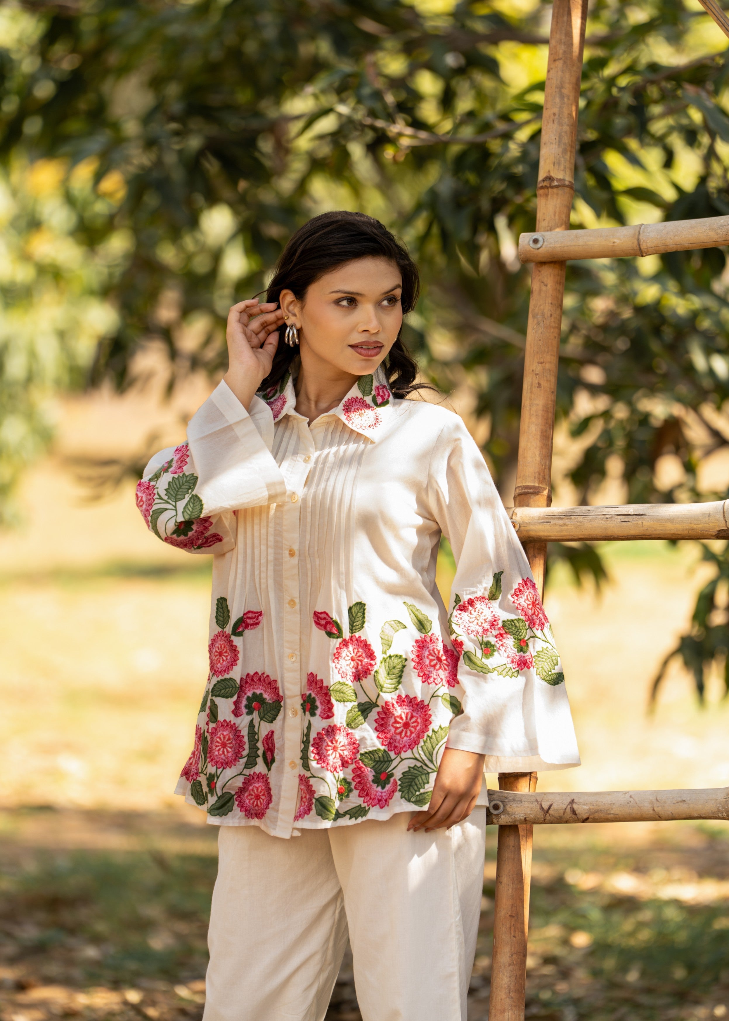 Crisp White Embroidered Cotton Co-Ord Set