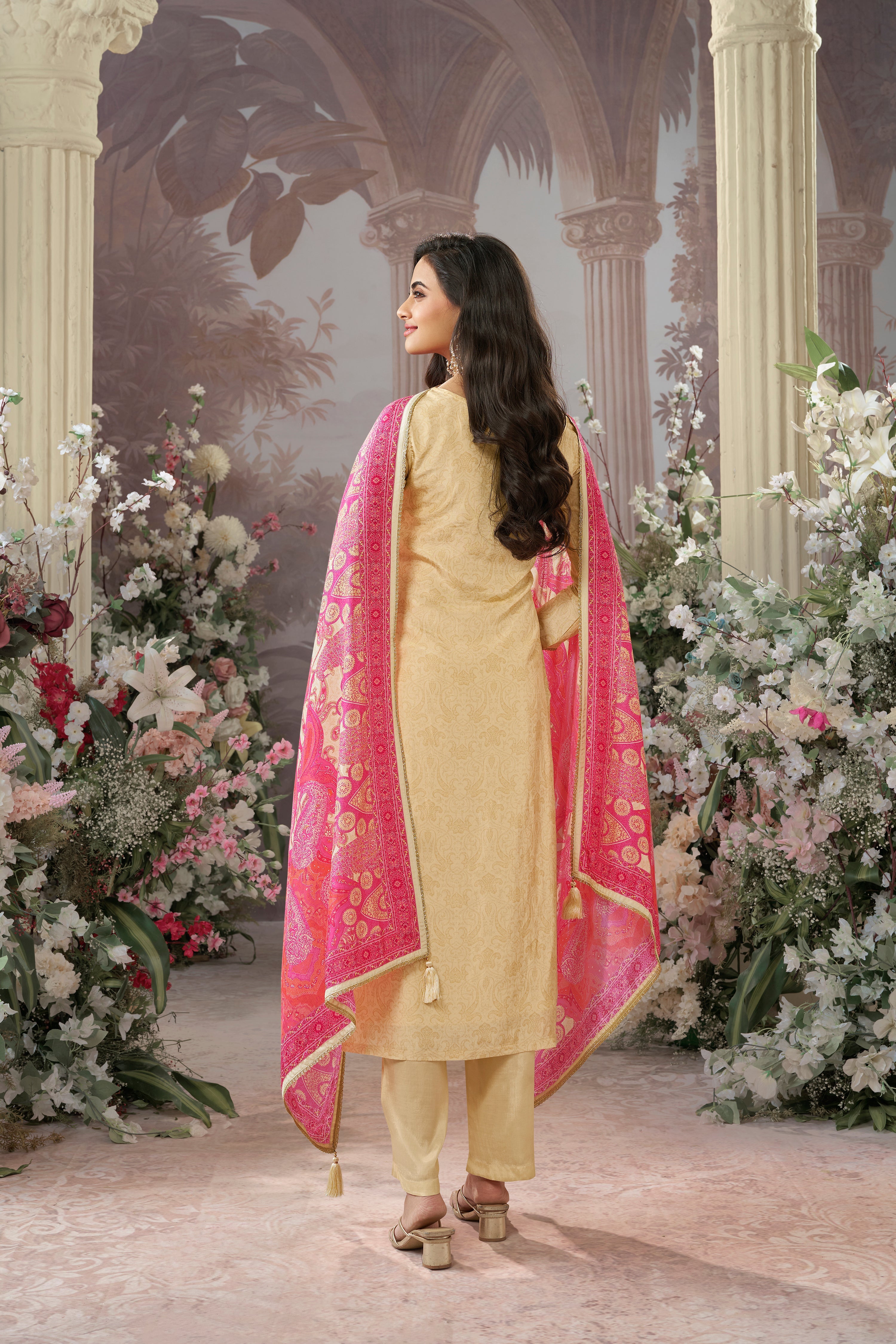 Ivory Embellished Premium Silk Pant Set