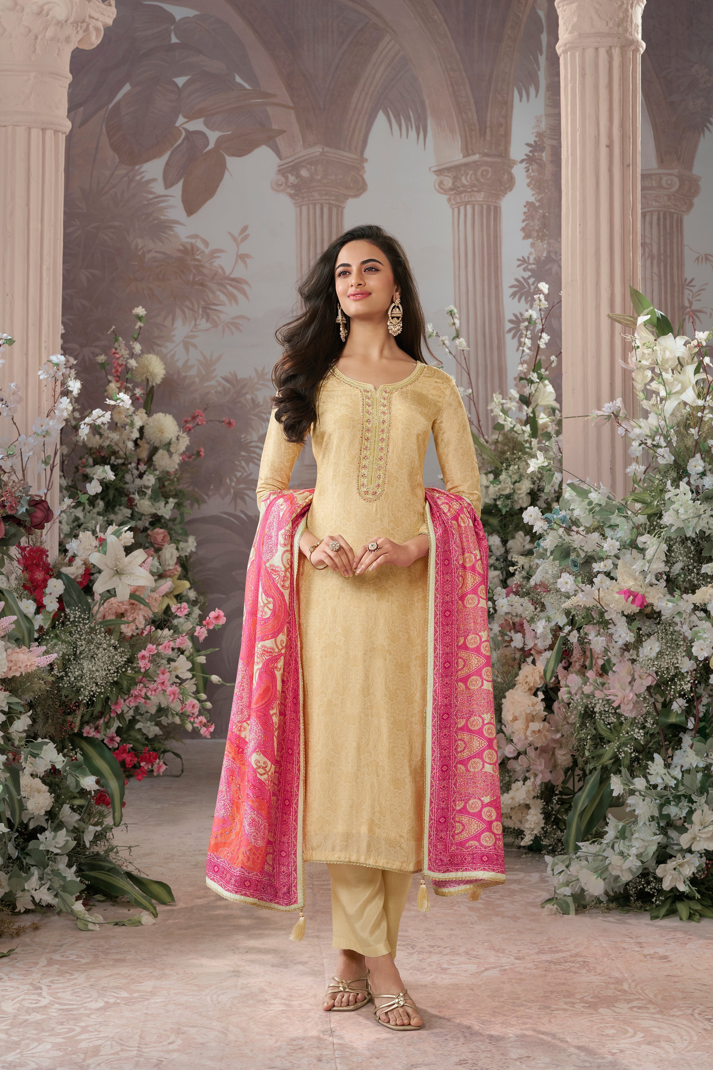 Ivory Embellished Premium Silk Pant Set