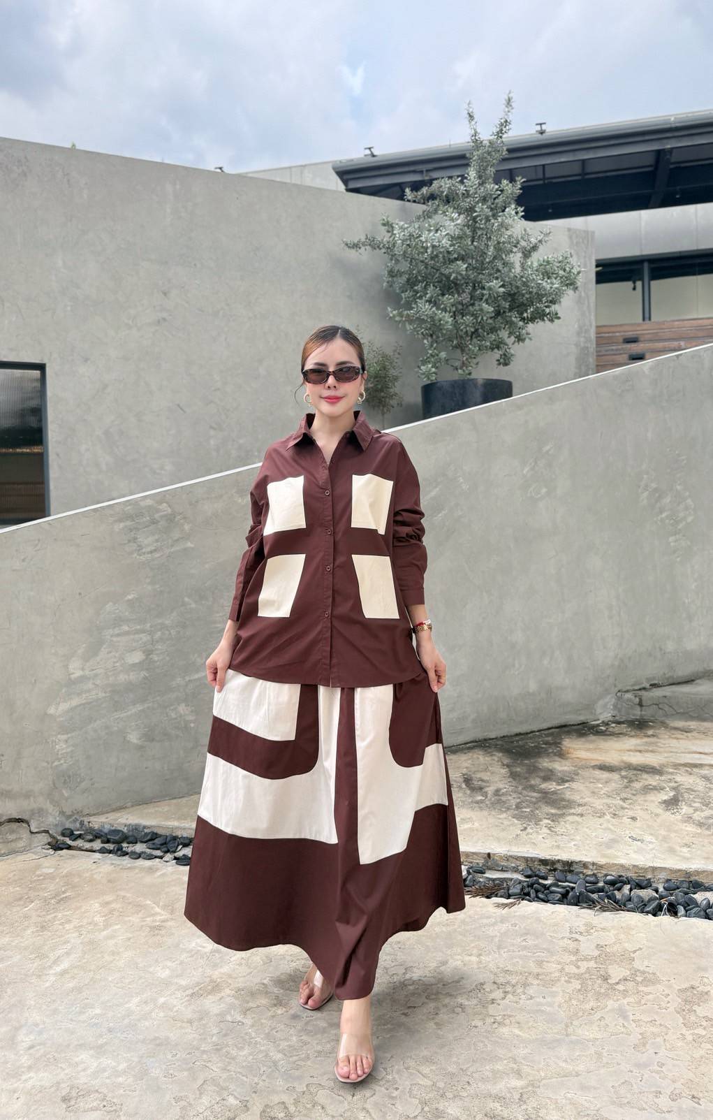 Chocolate Brown Printed Organic Cotton Co-Ord Set