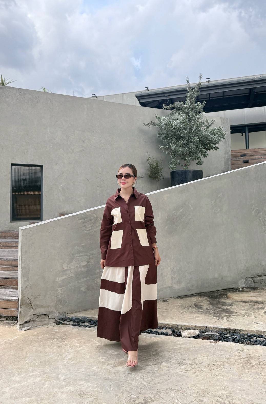 Chocolate Brown Printed Organic Cotton Co-Ord Set