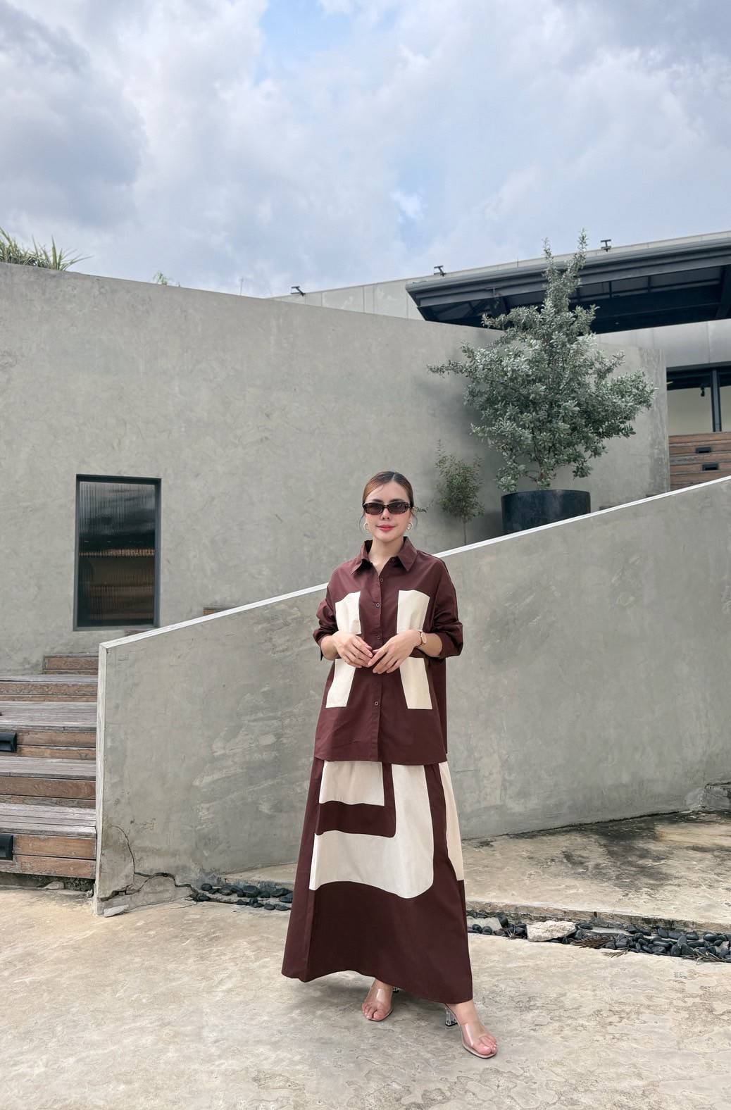 Chocolate Brown Printed Organic Cotton Co-Ord Set