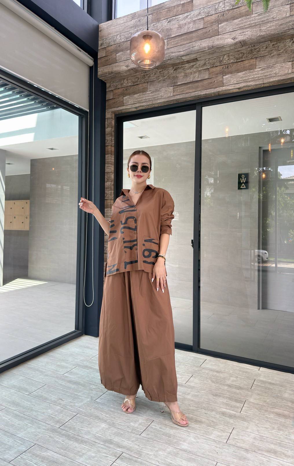 Rich Brown Printed Organic Cotton Co-Ord Set