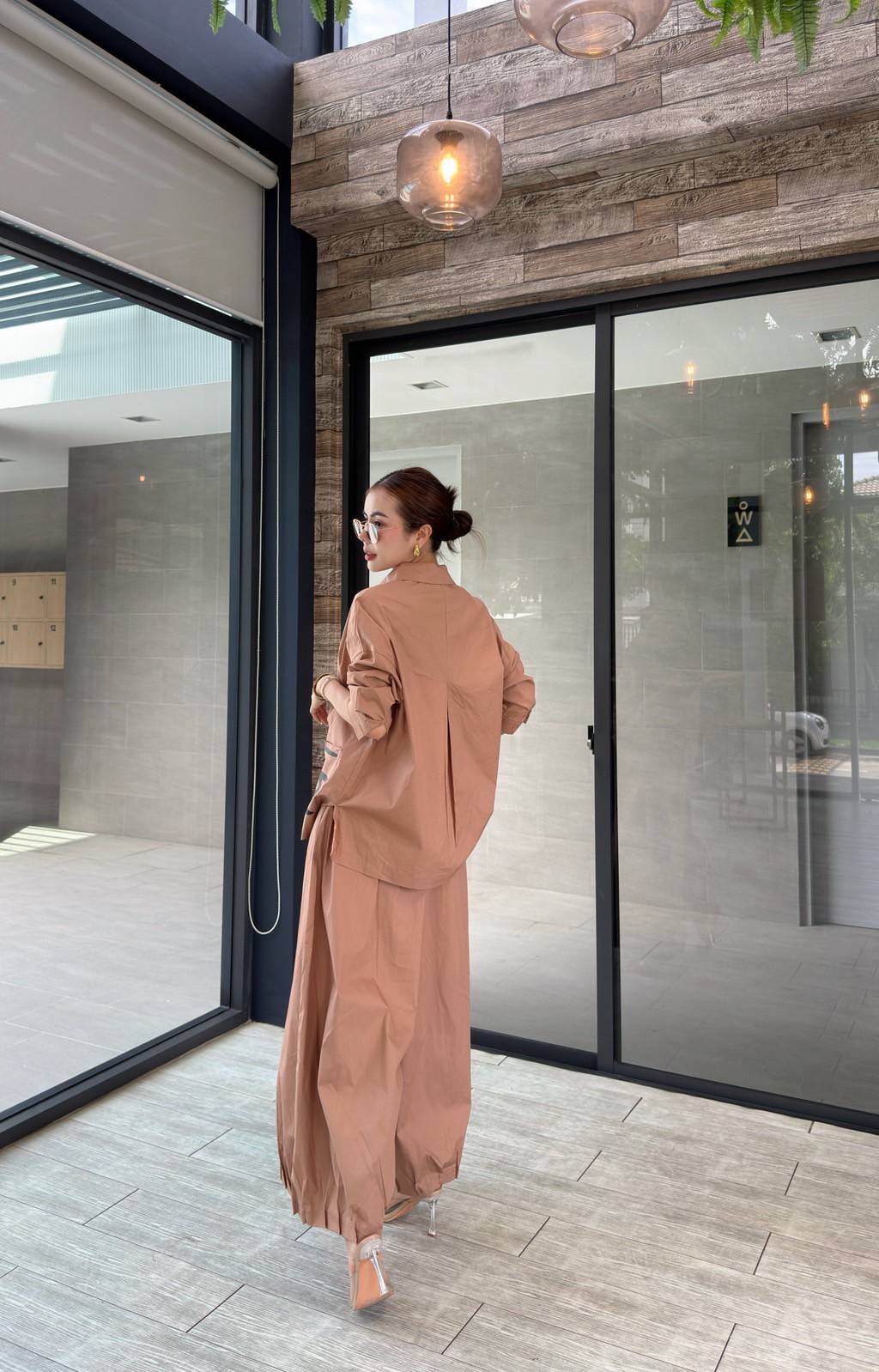 Terracotta Peach Printed Organic Cotton Co-Ord Set