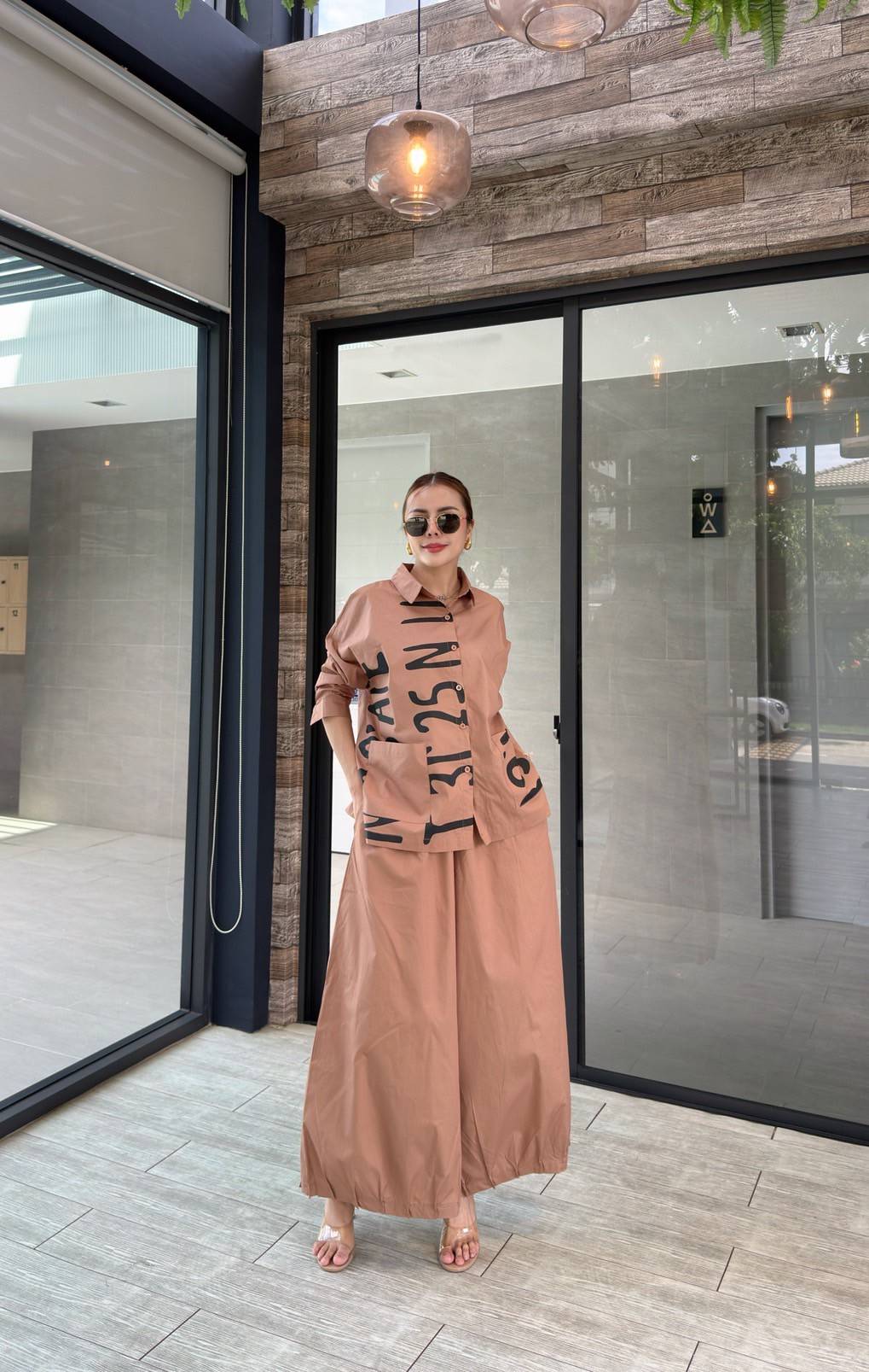 Terracotta Peach Printed Organic Cotton Co-Ord Set