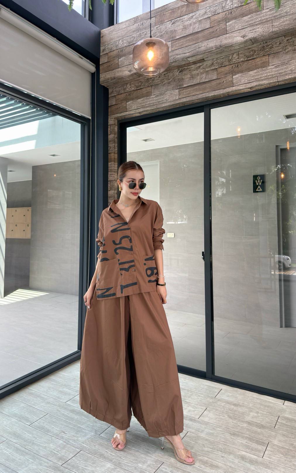 Rich Brown Printed Organic Cotton Co-Ord Set