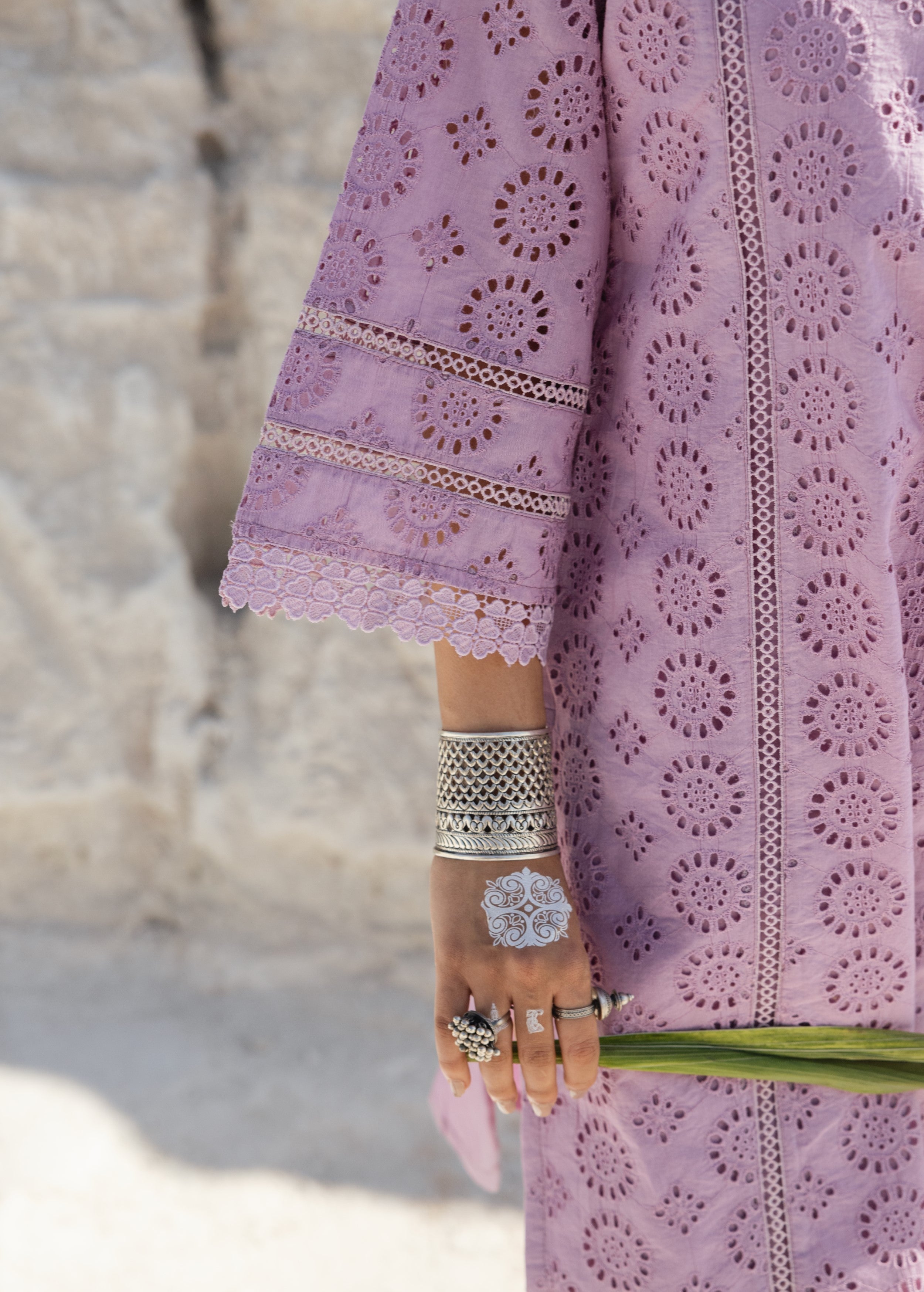 Dusty Purple Embroidered Organic Cotton Kurta Set