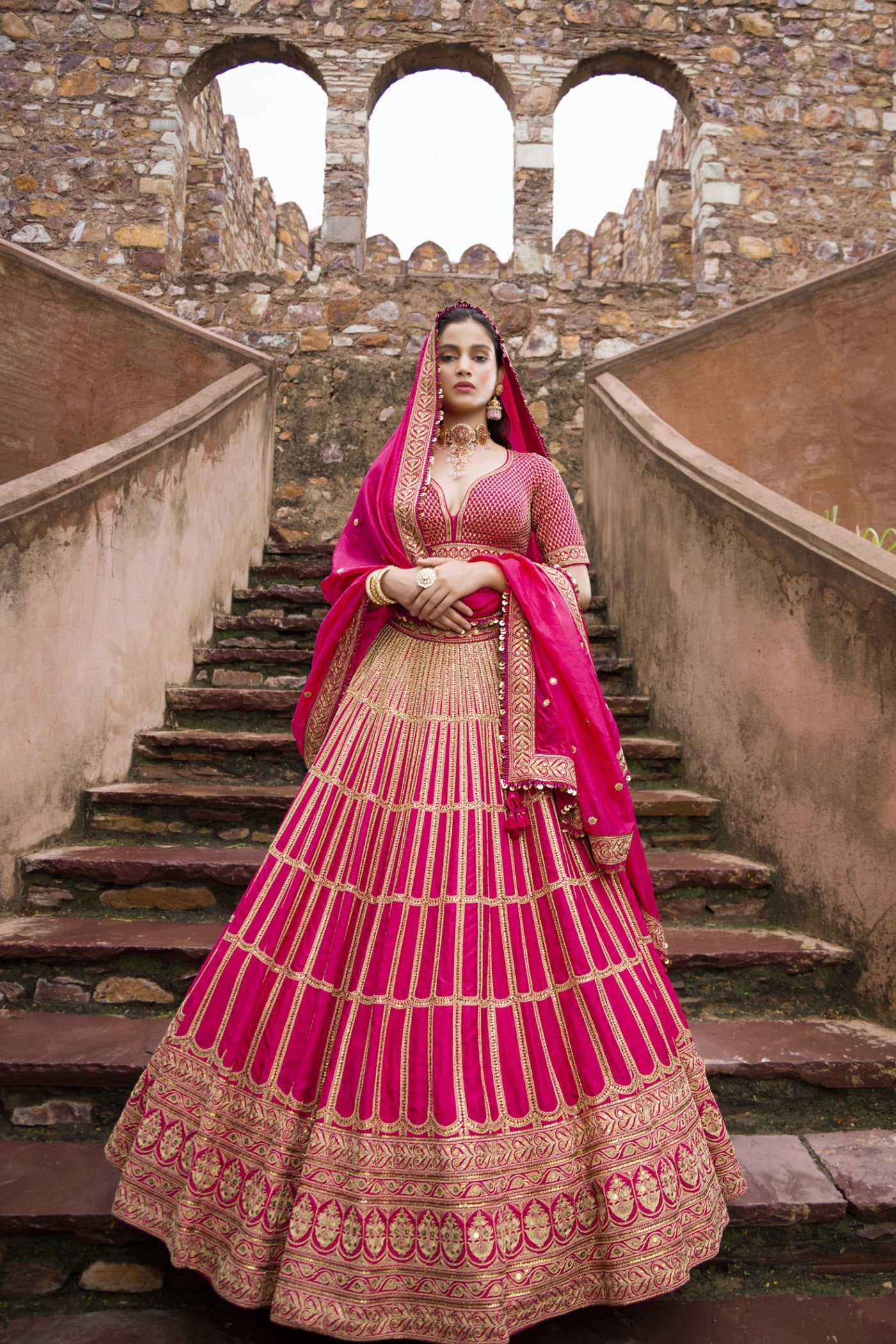 Rani Pink Embellished Lehenga Set