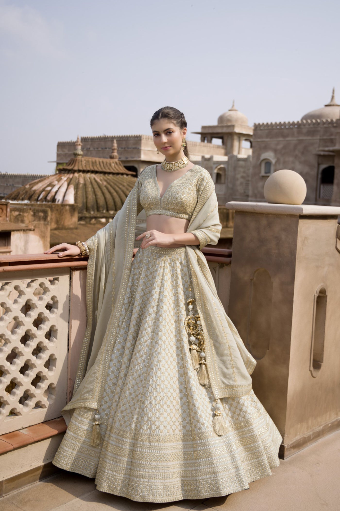 Ivory Heavy Embroidered Lehenga Set