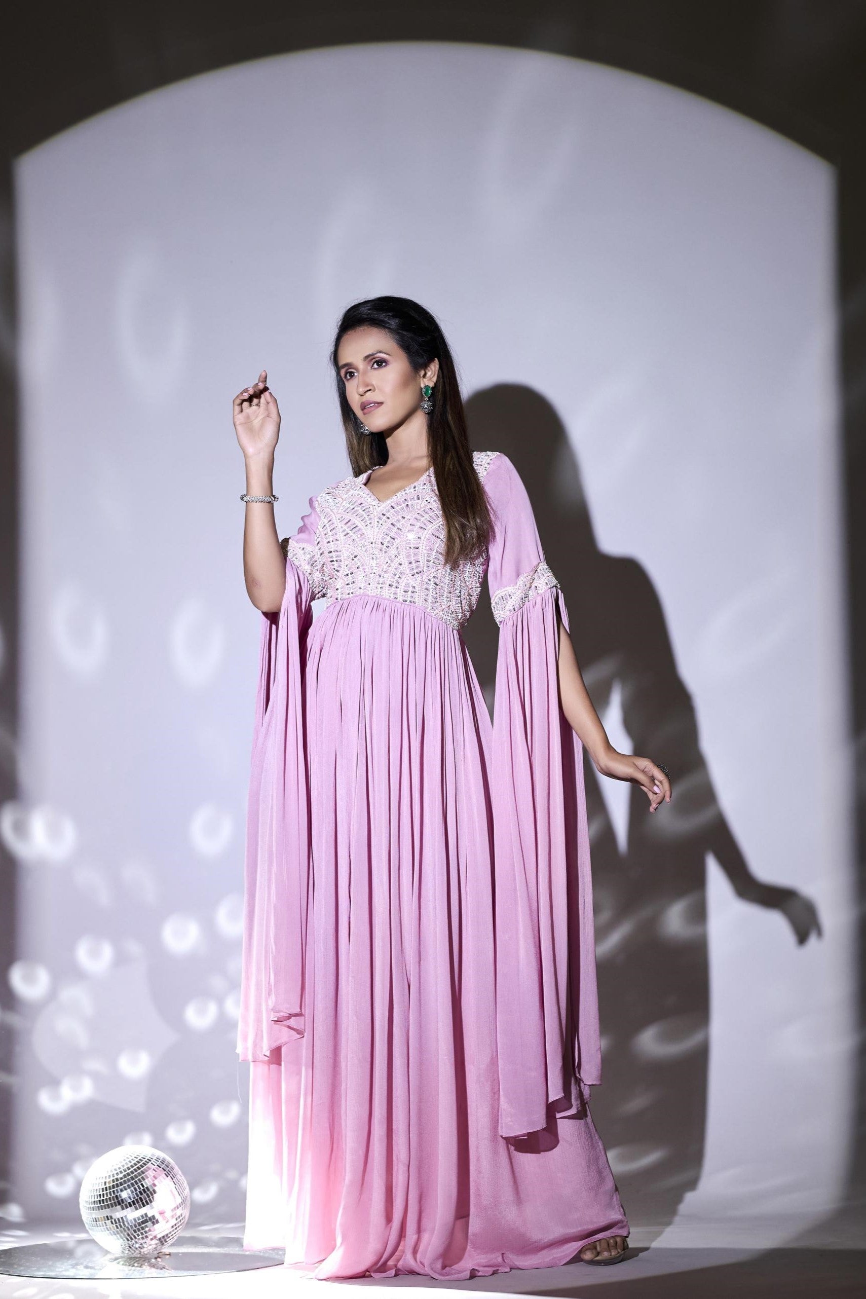 Light Pink Embellished Premium Georgette Silk Gown